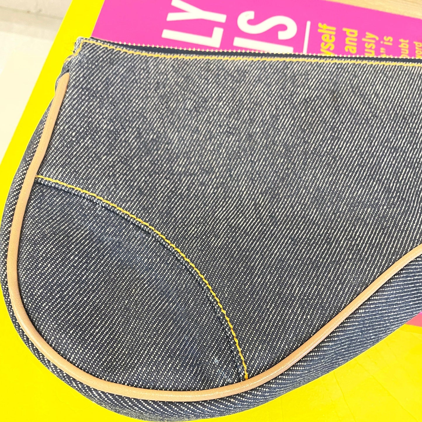 Christian Dior Vintage Denim Saddle Bag Pochette Small