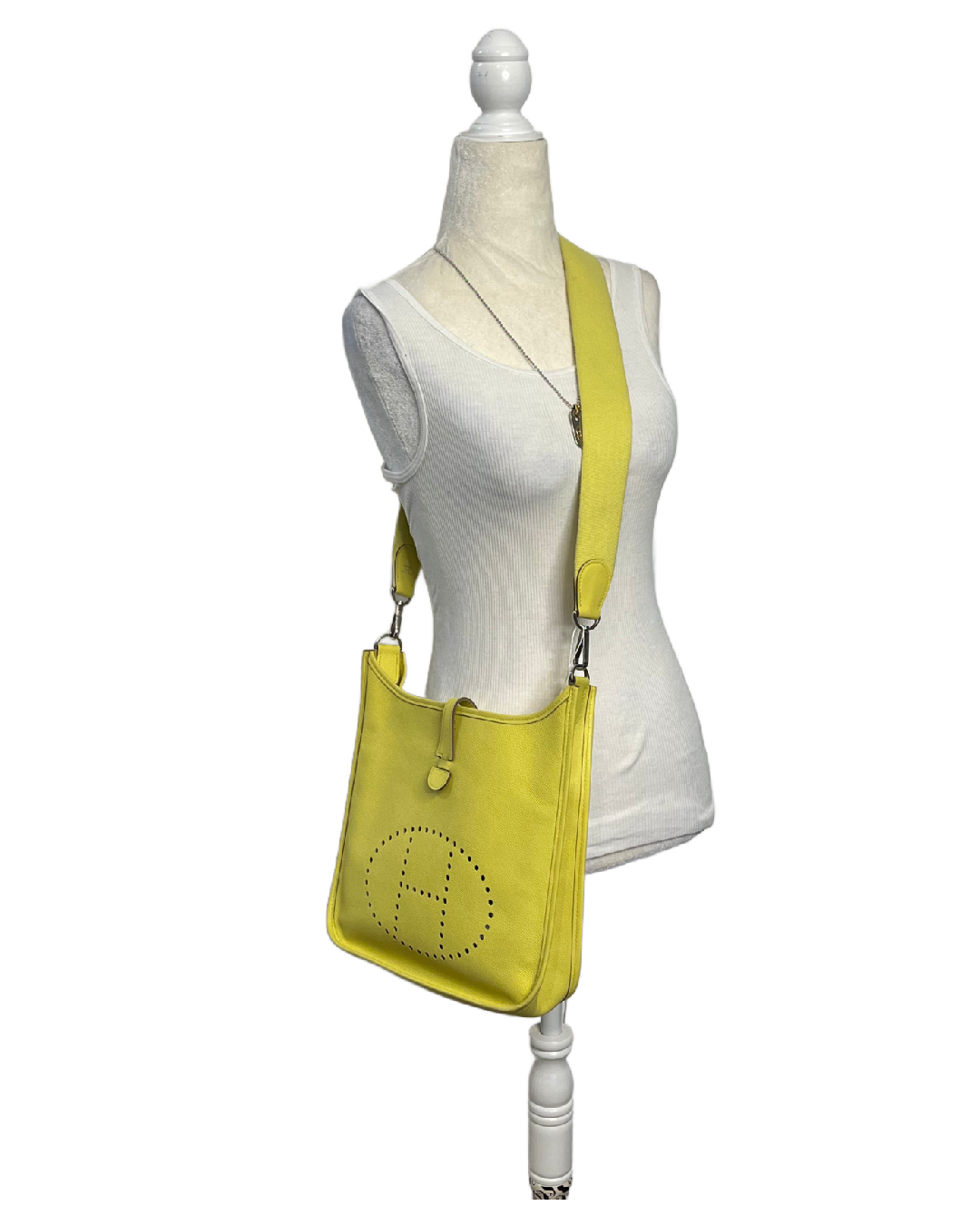 RARE Color - HERMES Evelyn 1 Yellow Veau Epsom Leather Shoulder Crossbody