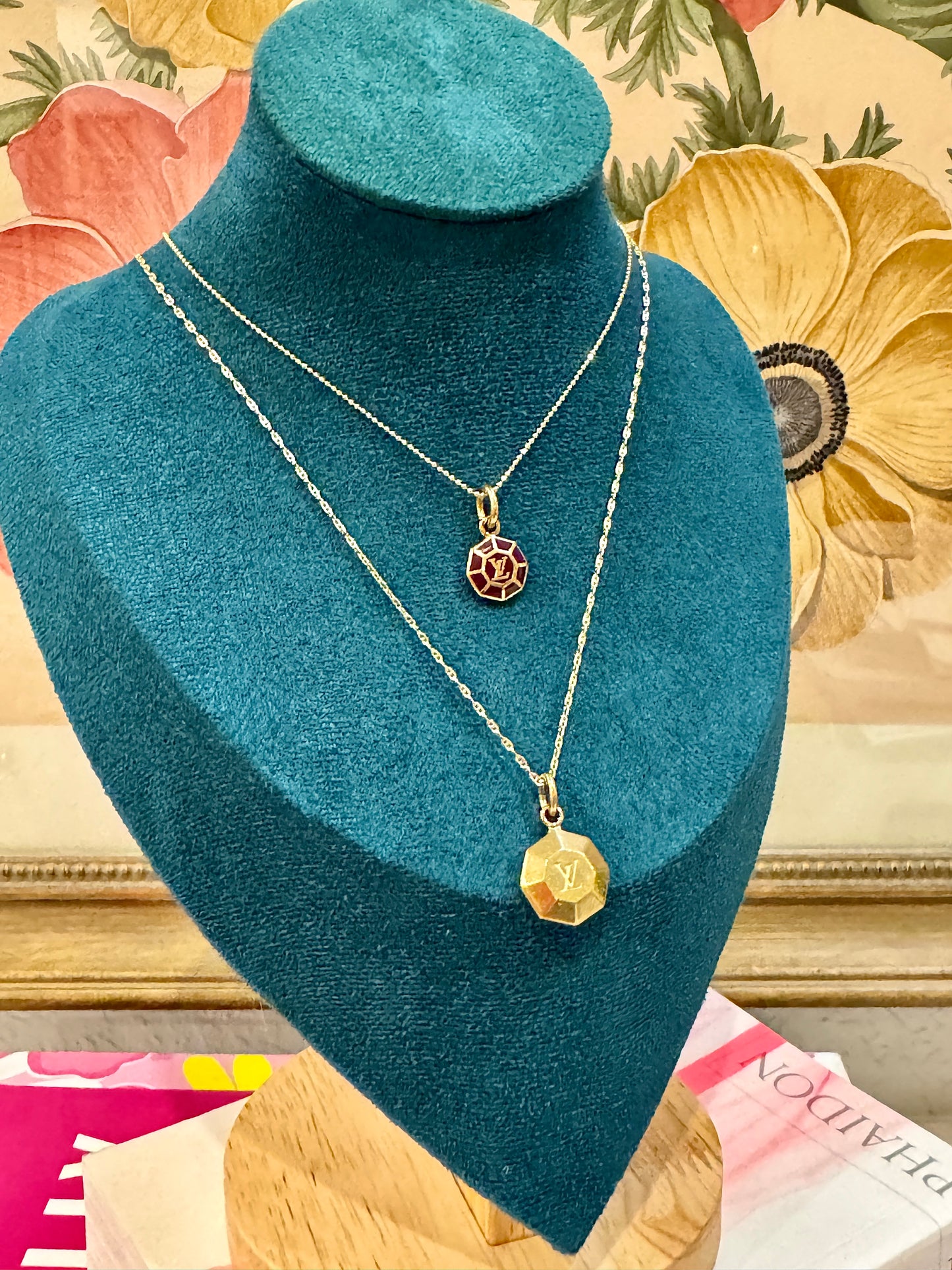 Merlot Octagon Micro Charm Pendant on Chain