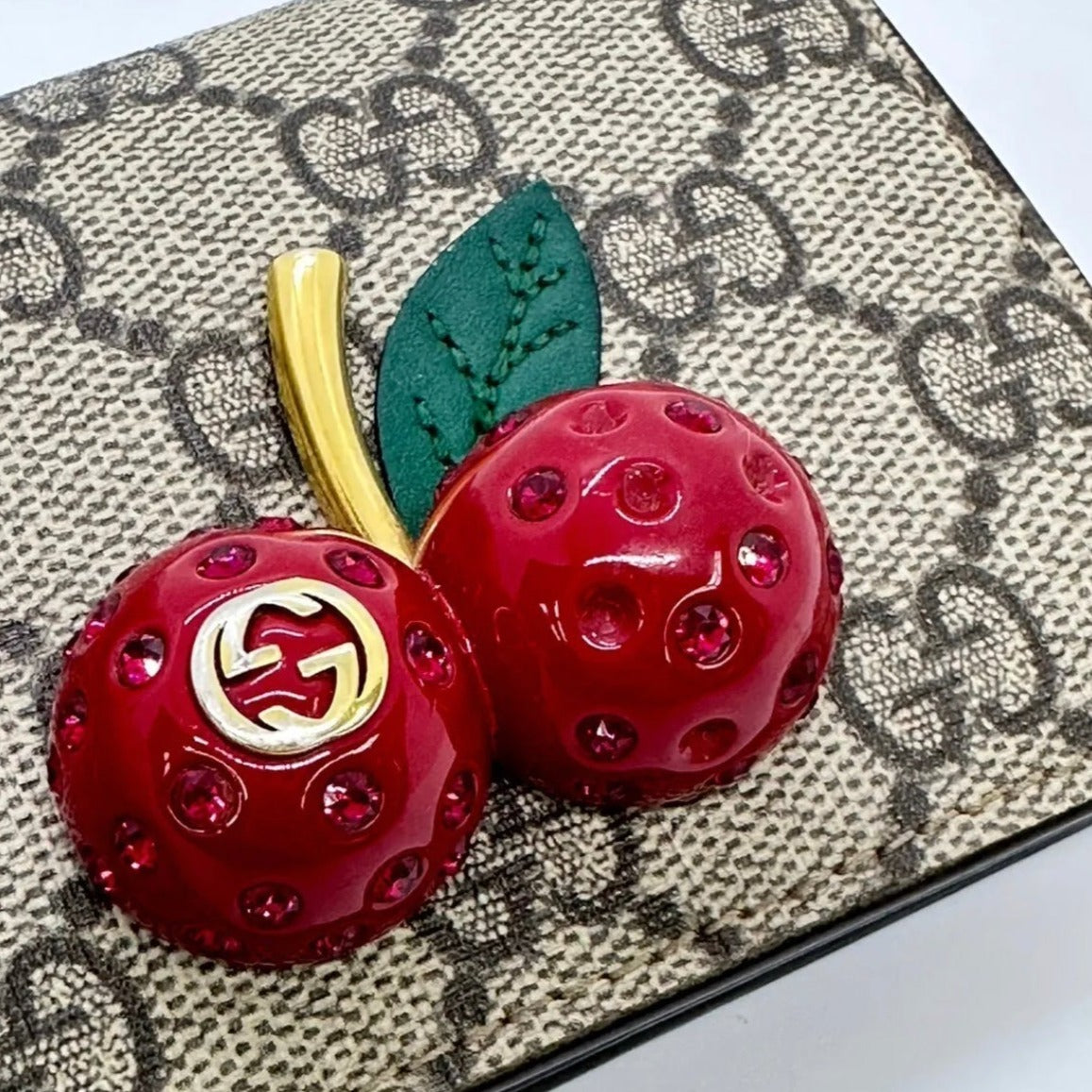 Cherries GG Supreme Gucci Compact Wallet