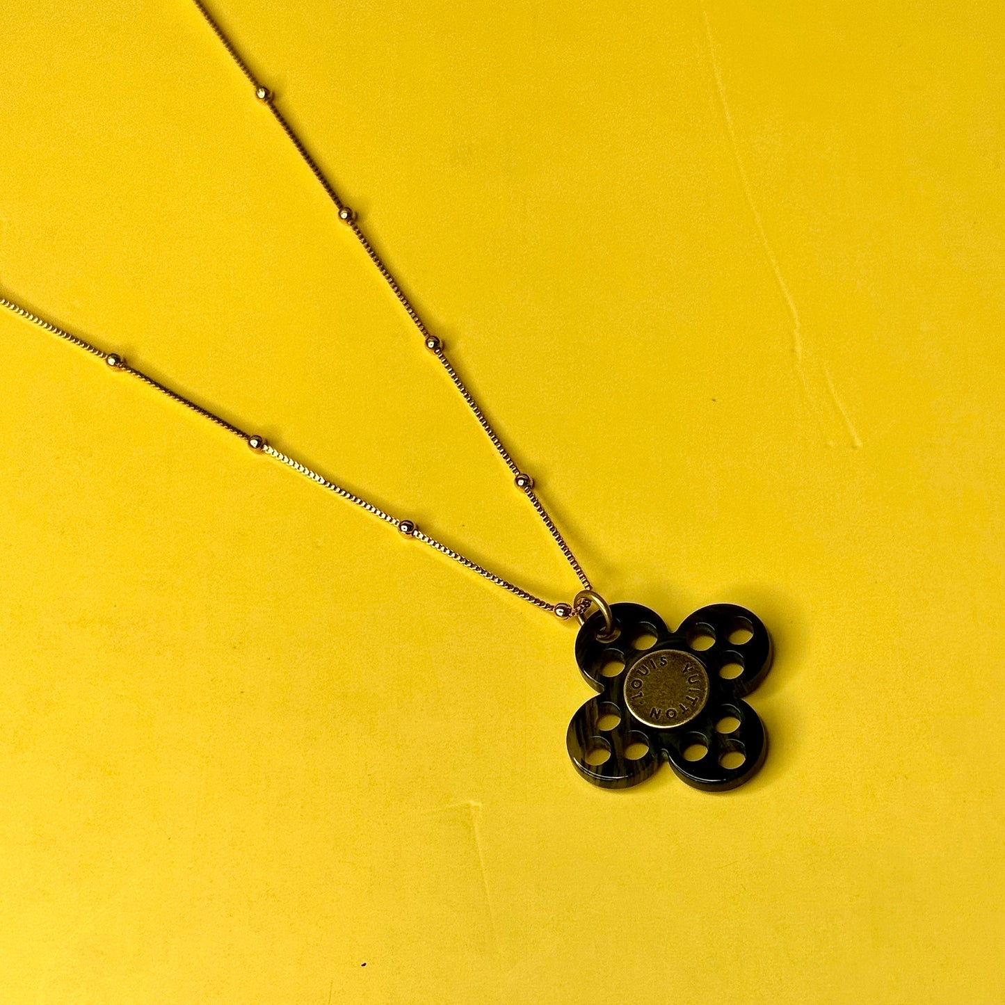 Super Rare Louis Vuitton Small Resin Flower Charm Pendant on Chain