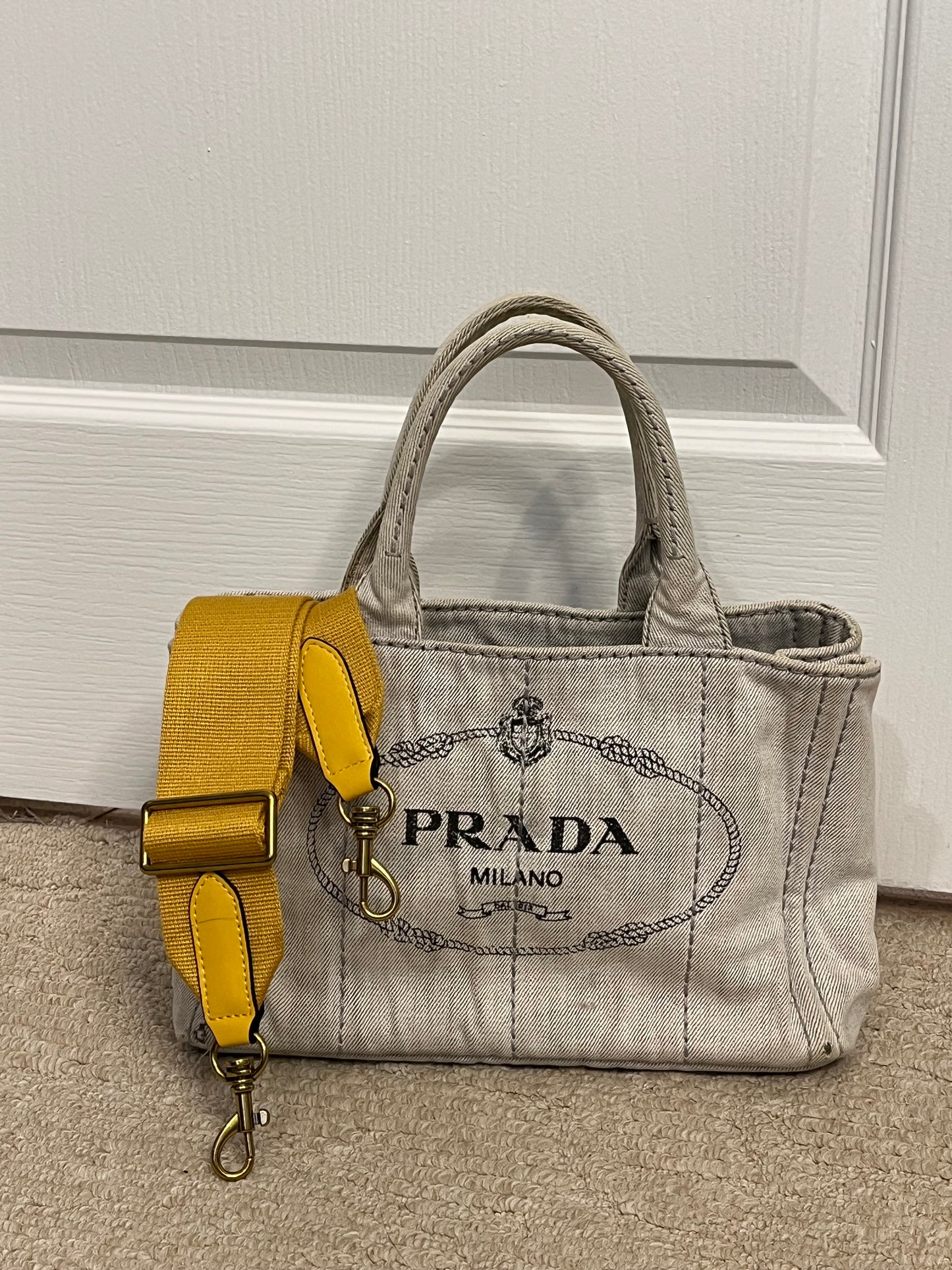 Vintage Whitewashed Gray Denim Canapa Tote 2Way + Extra Strap