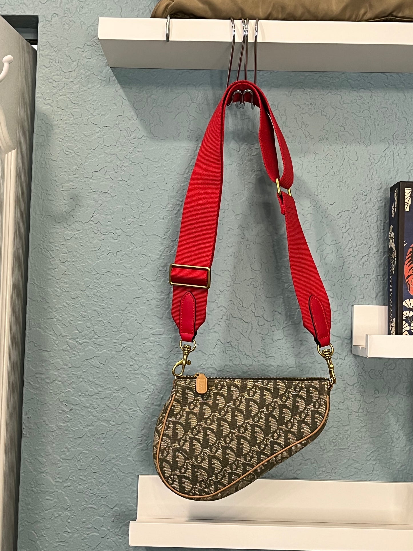 Christian Dior Vintage Khaki Green Trotter Saddle handbag + Extra Strap or Chain