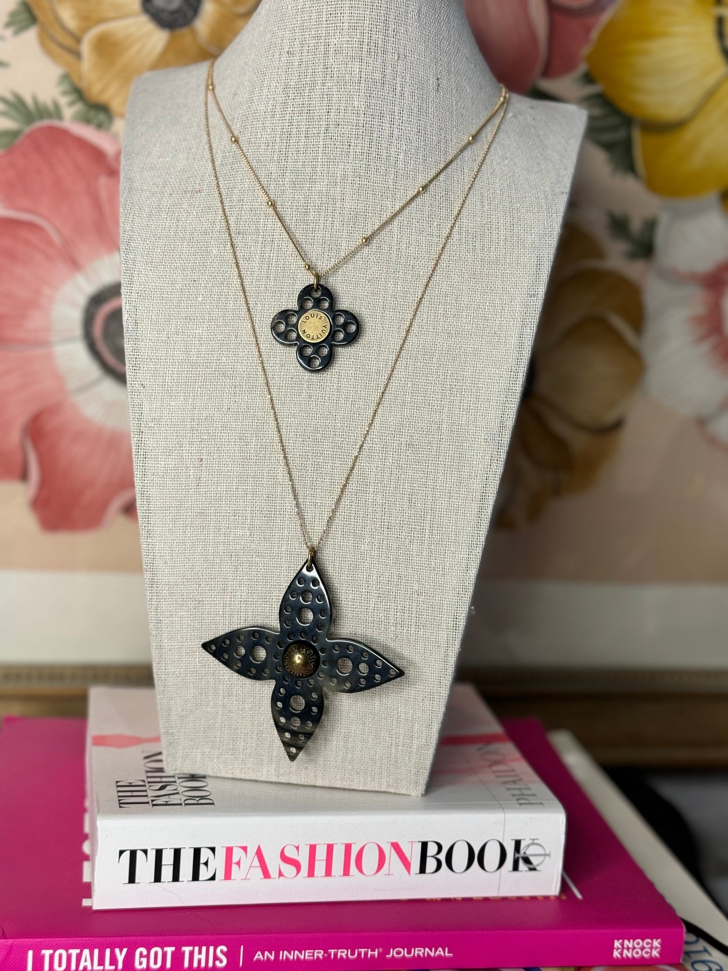 Super Rare Louis Vuitton Small Resin Flower Charm Pendant on Chain