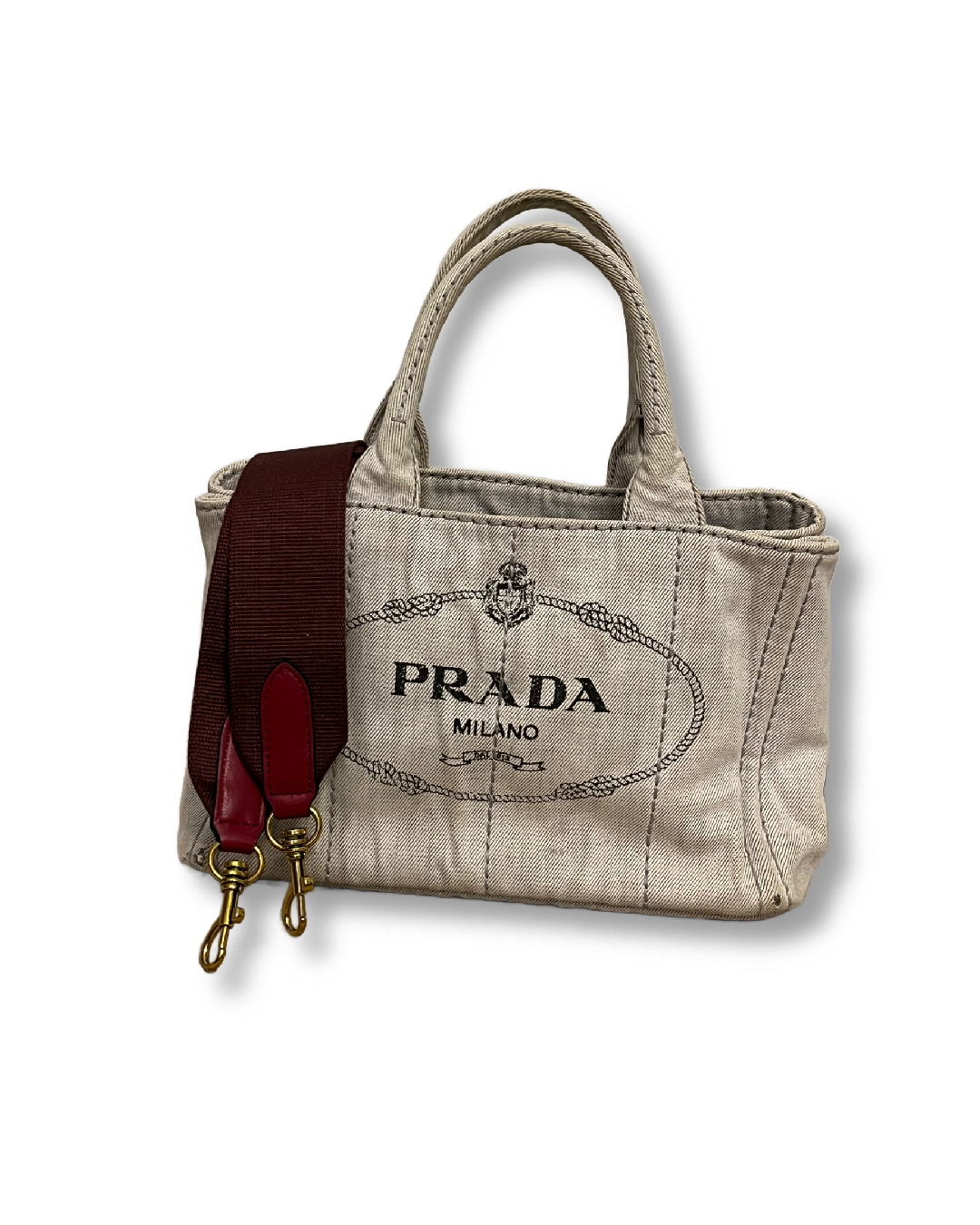 Vintage Whitewashed Gray Denim Canapa Tote 2Way + Extra Strap