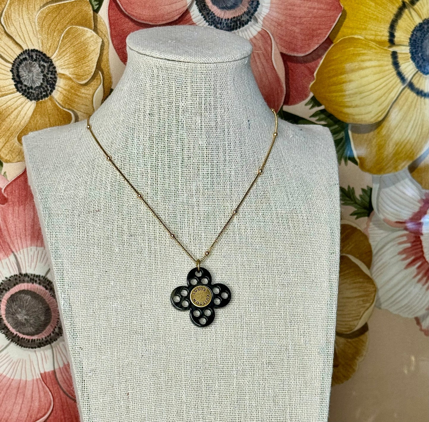 Super Rare Louis Vuitton Small Resin Flower Charm Pendant on Chain