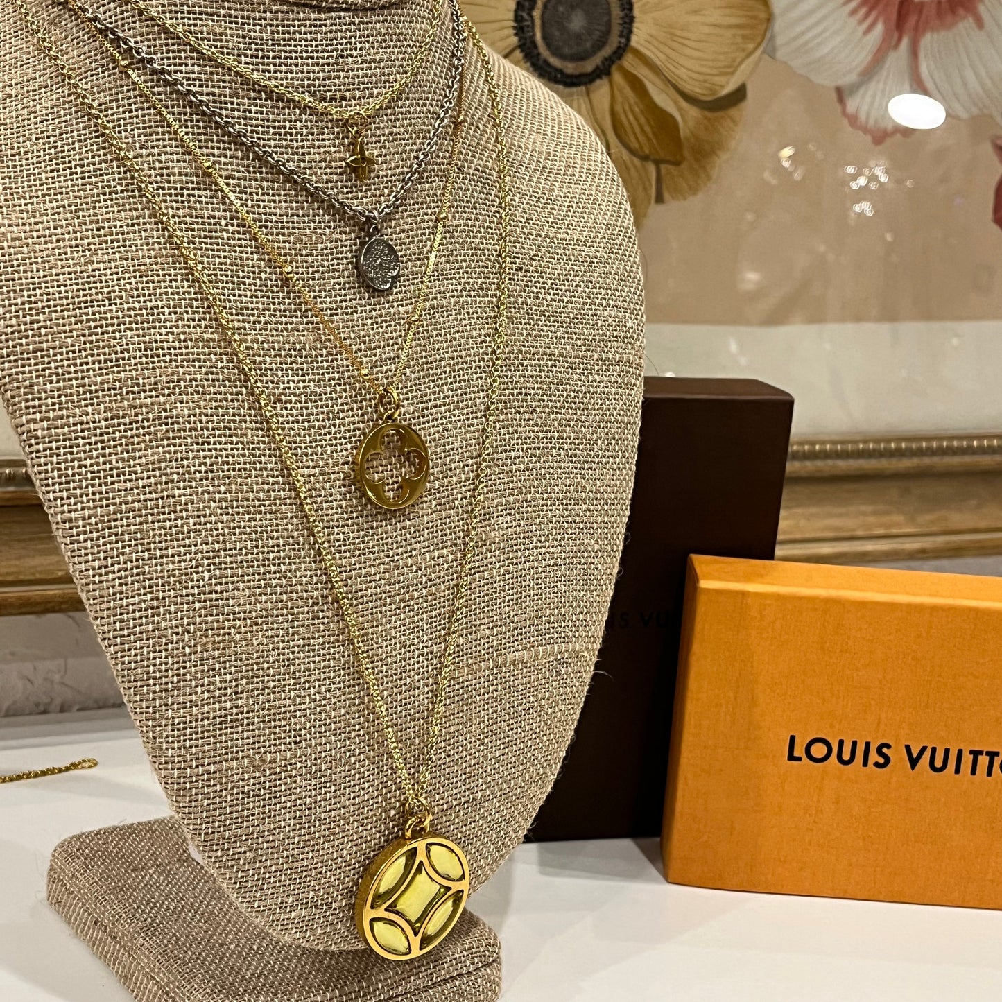 Lemon Crystal (Only) Rounded Flower Logo 2 sided Charm on Necklace