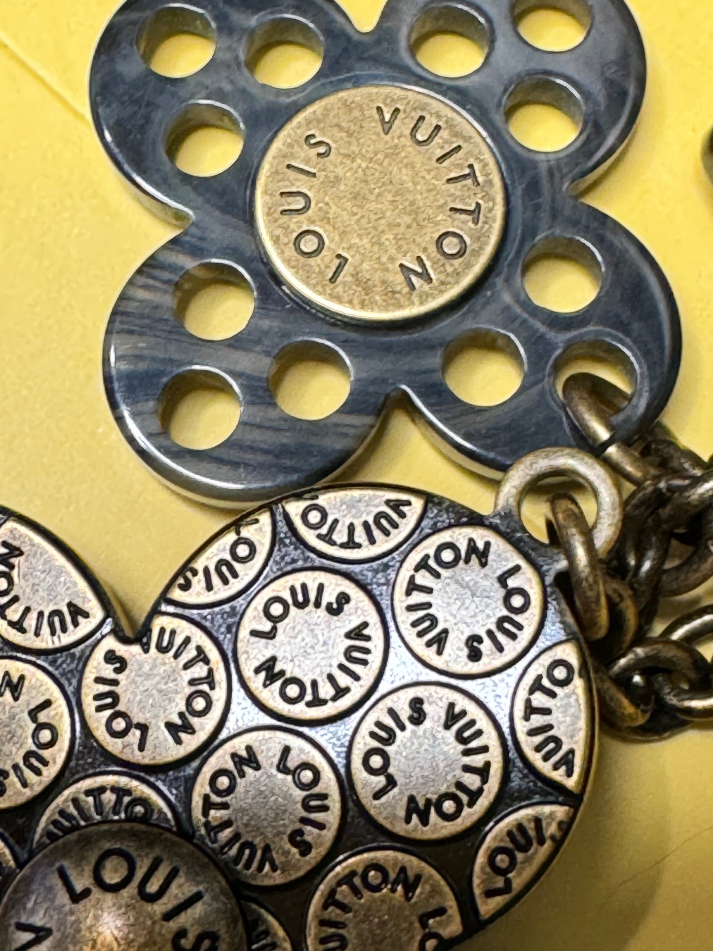 Super Rare Louis Vuitton Multi Logo Flower Charm Pendant on Chain