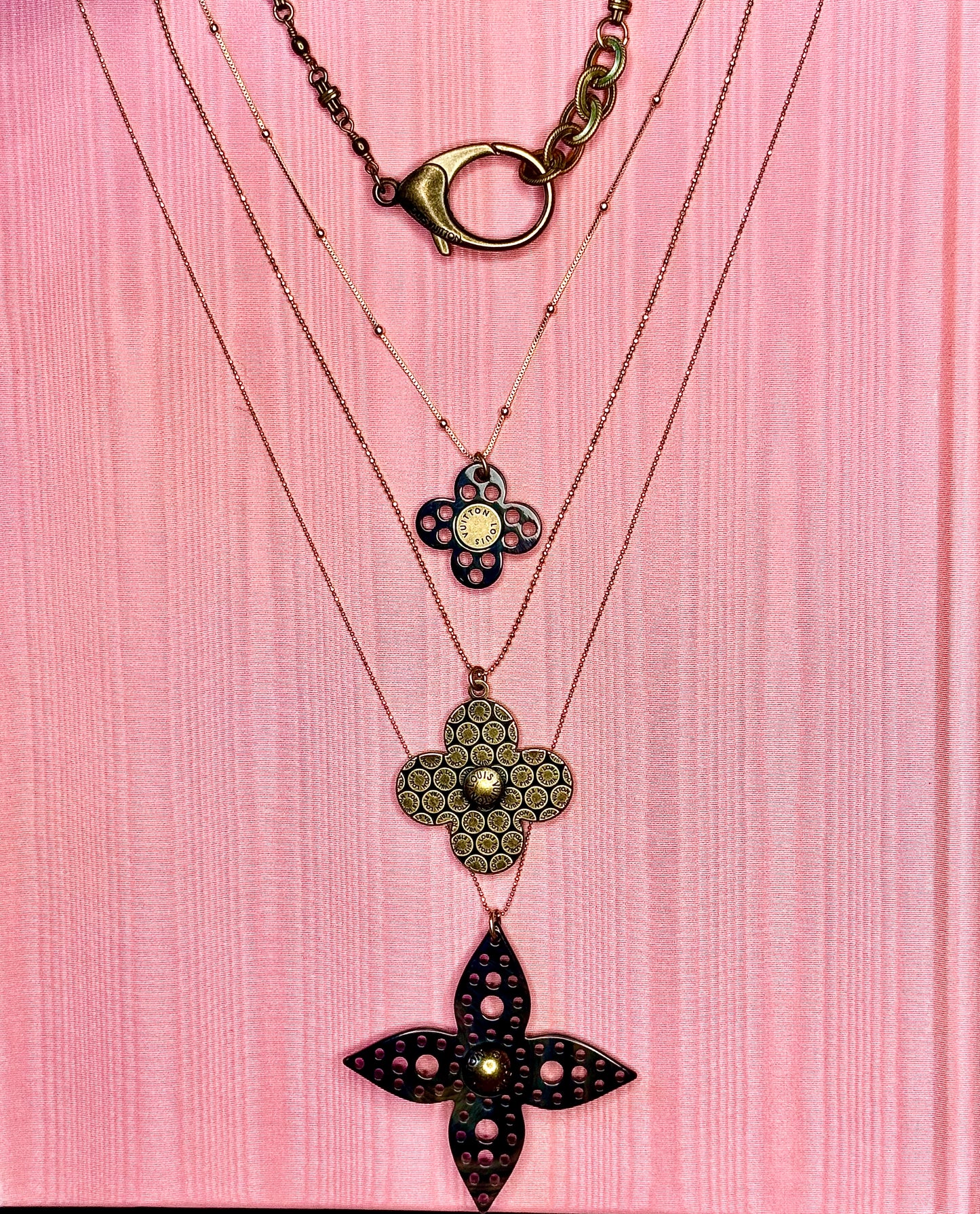 Super Rare Louis Vuitton Multi Logo Flower Charm Pendant on Chain