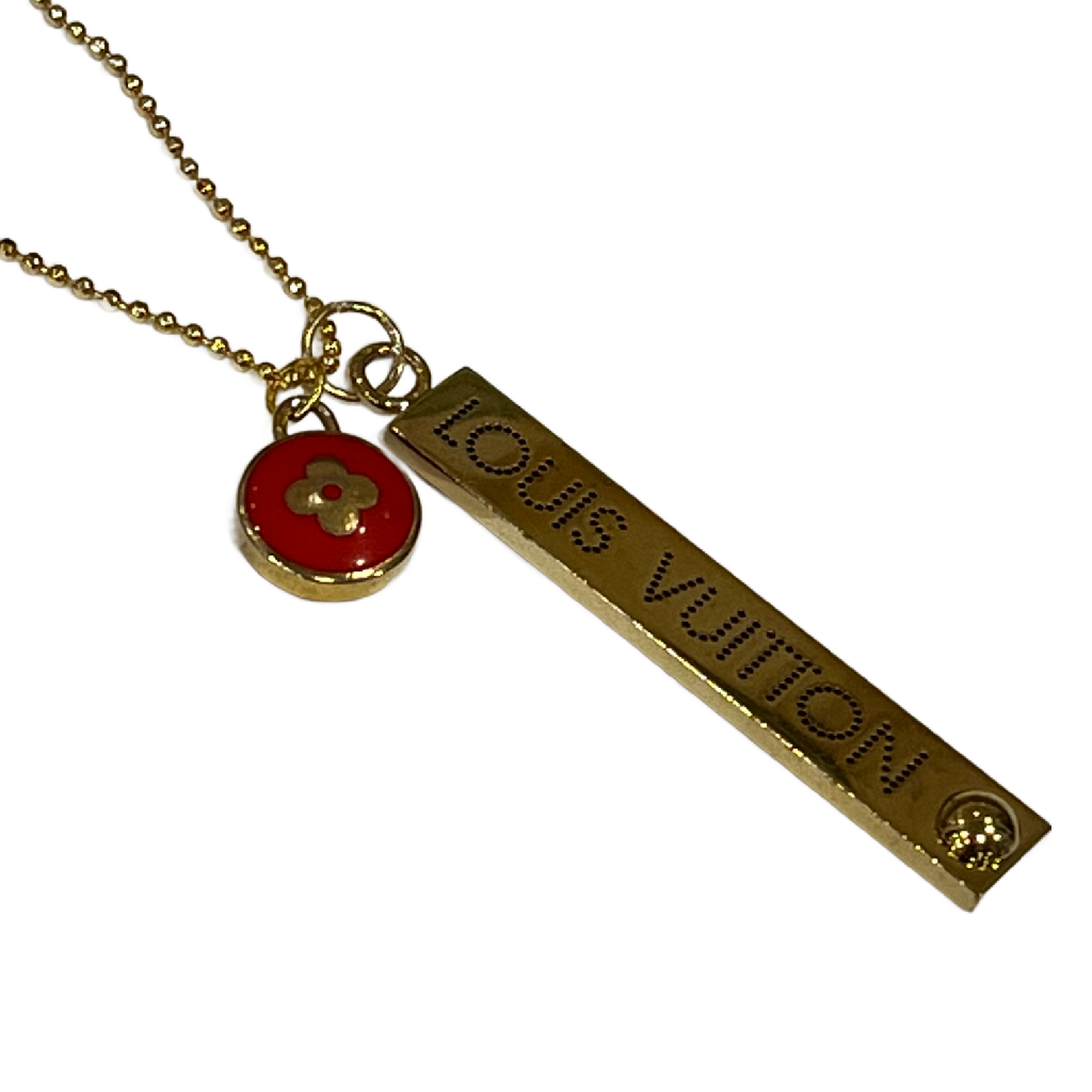 Chic Louis Vuitton Large Bar Double Charm Repurposed on Necklace