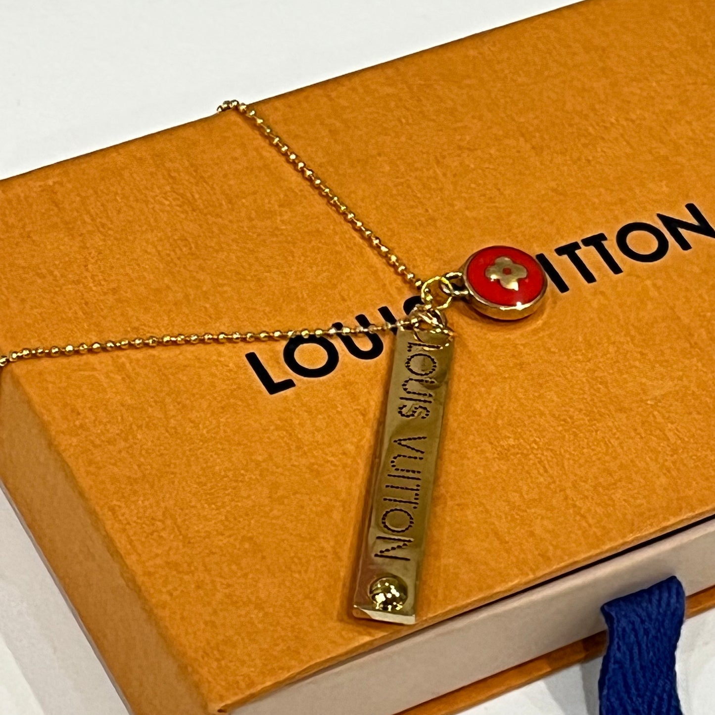 Chic Louis Vuitton Large Bar Double Charm Repurposed on Necklace