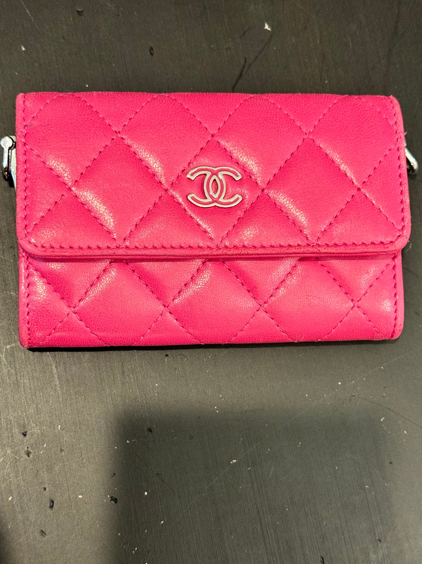 Pink Matelasse Chanel Micro Flap Pouch Pink