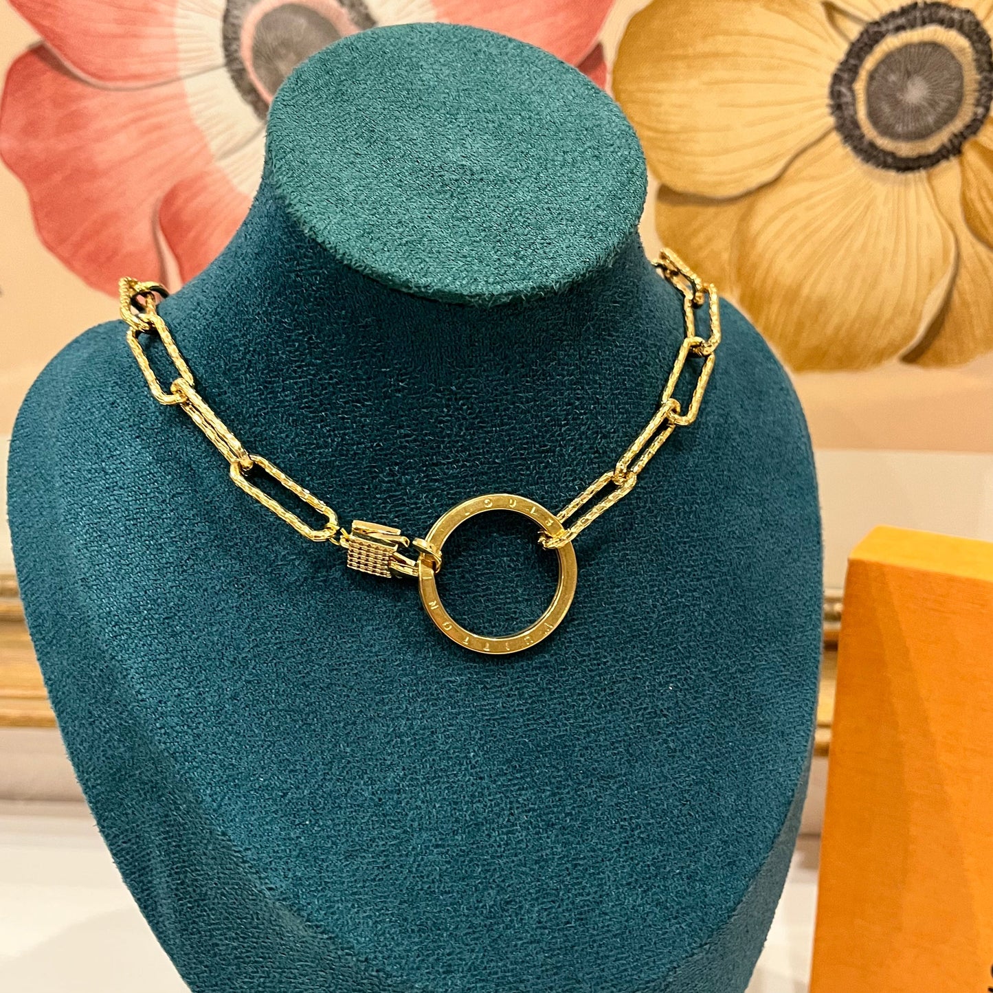 Statement Choker Custom One of a Kind Louis Vuitton Gold Key Ring on Chain