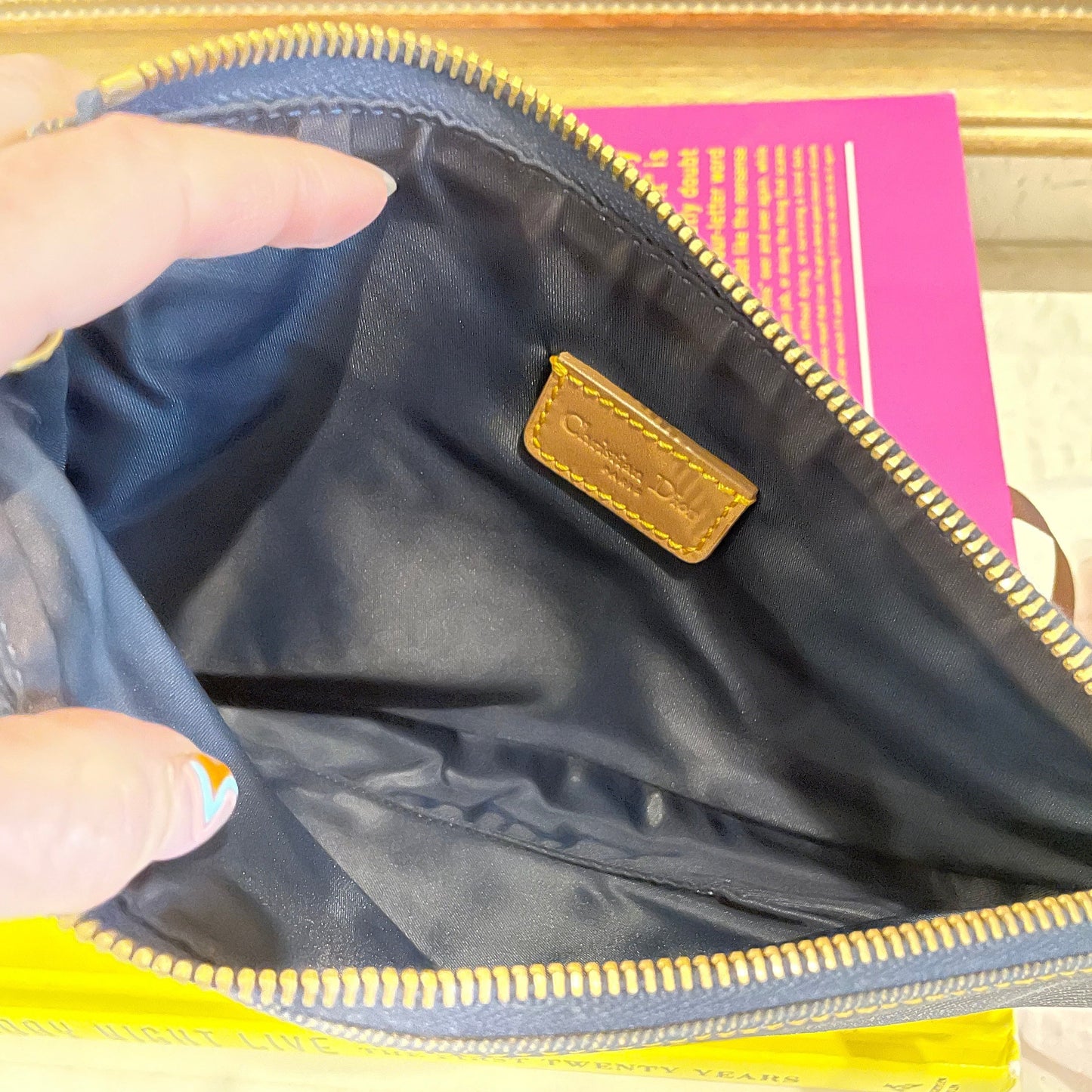 Christian Dior Vintage Denim Saddle Bag Pochette Small