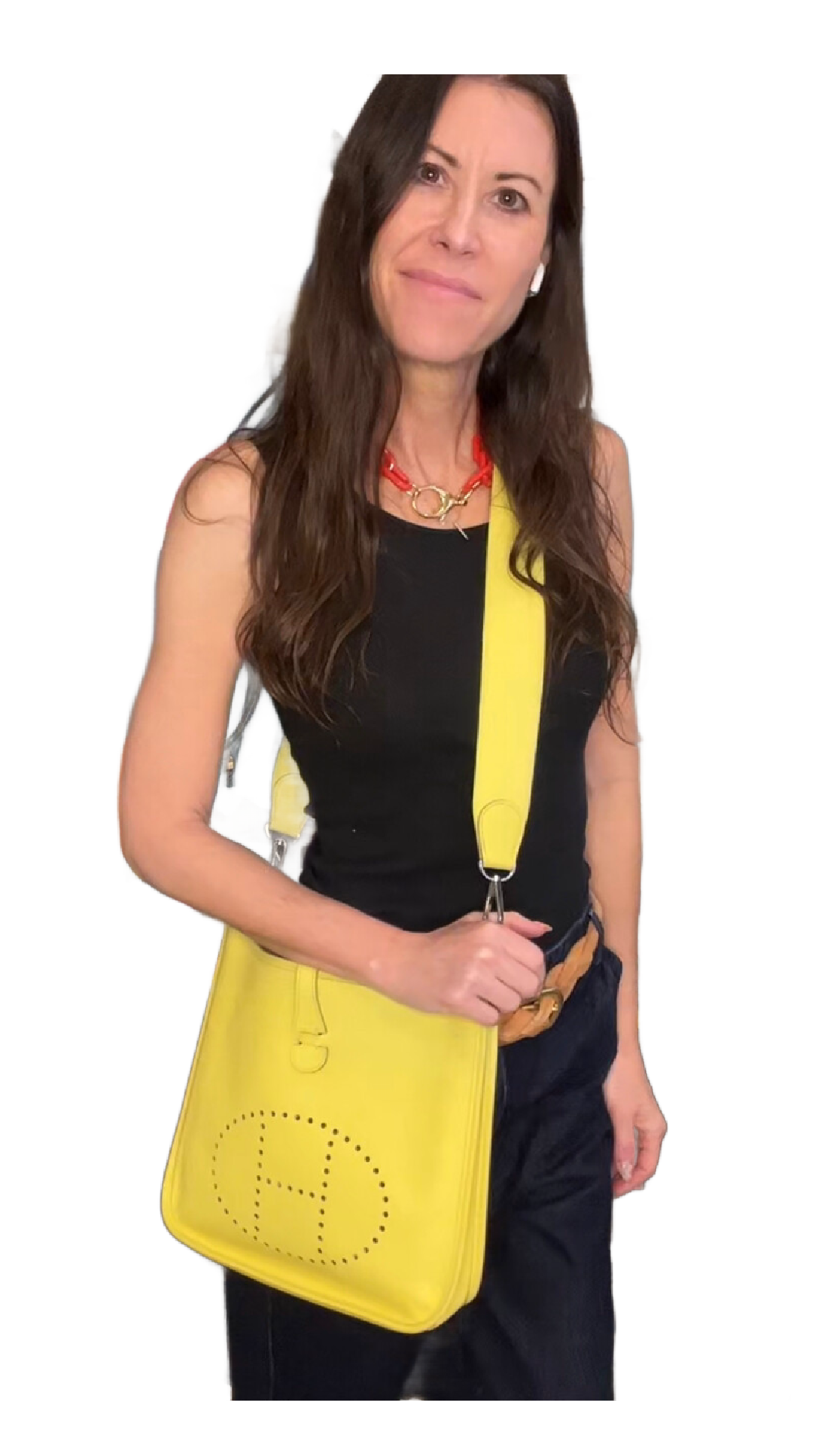RARE Color - HERMES Evelyn 1 Yellow Veau Epsom Leather Shoulder Crossbody