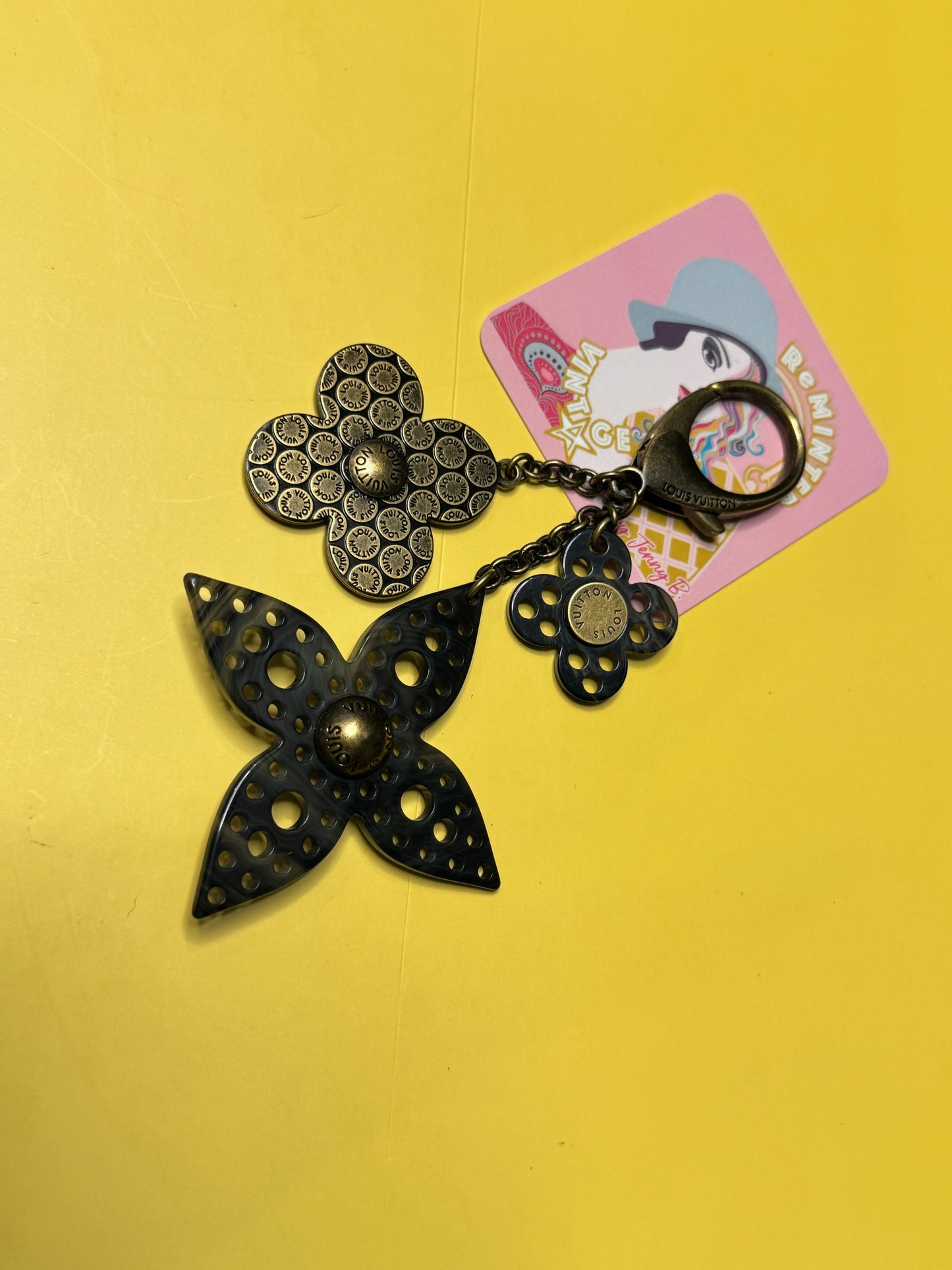 Super Rare Louis Vuitton Multi Logo Flower Charm Pendant on Chain