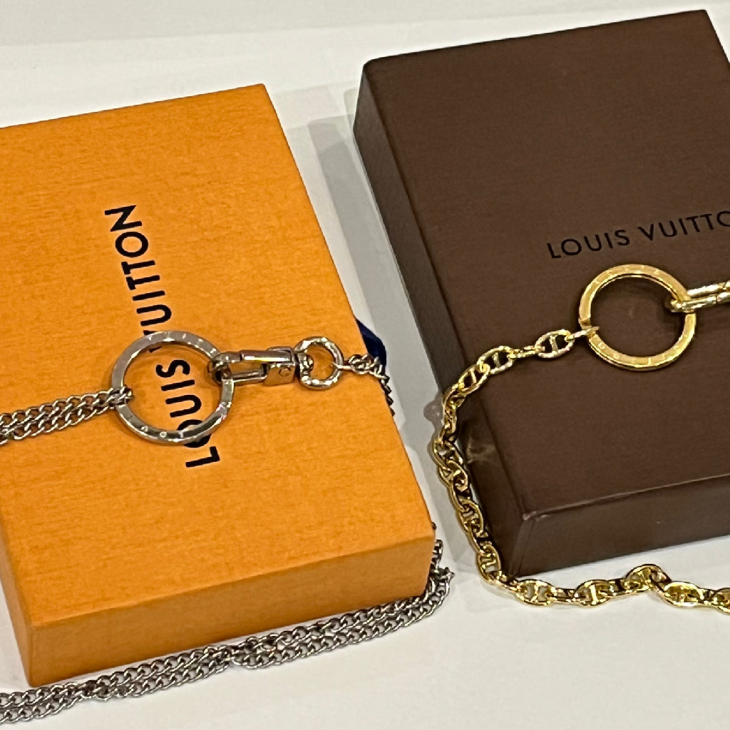 Statement Necklace Custom One of a Kind Louis Vuitton Gold Key Ring on Choker