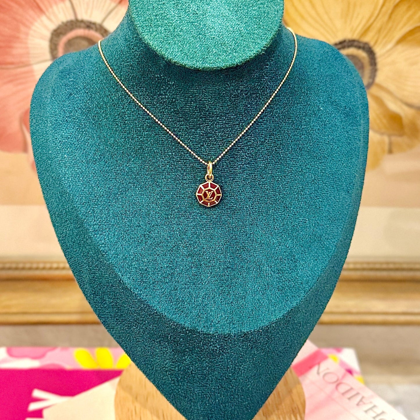 Merlot Octagon Micro Charm Pendant on Chain