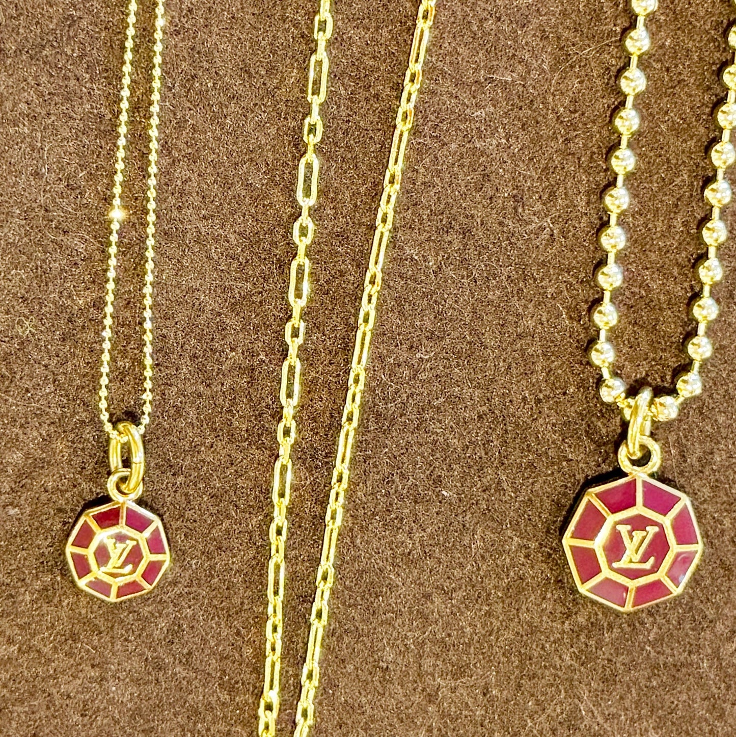 Merlot Octagon Micro Charm Pendant on Chain
