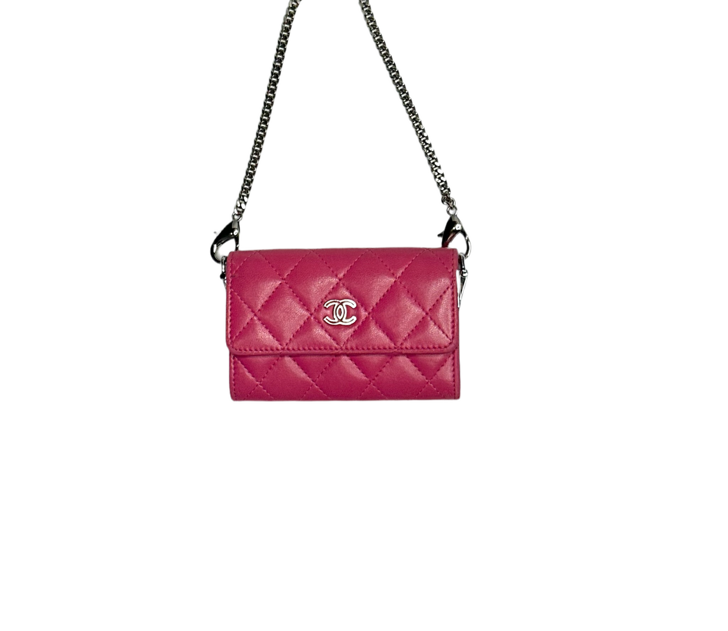 Pink Matelasse Chanel Micro Flap Pouch Pink