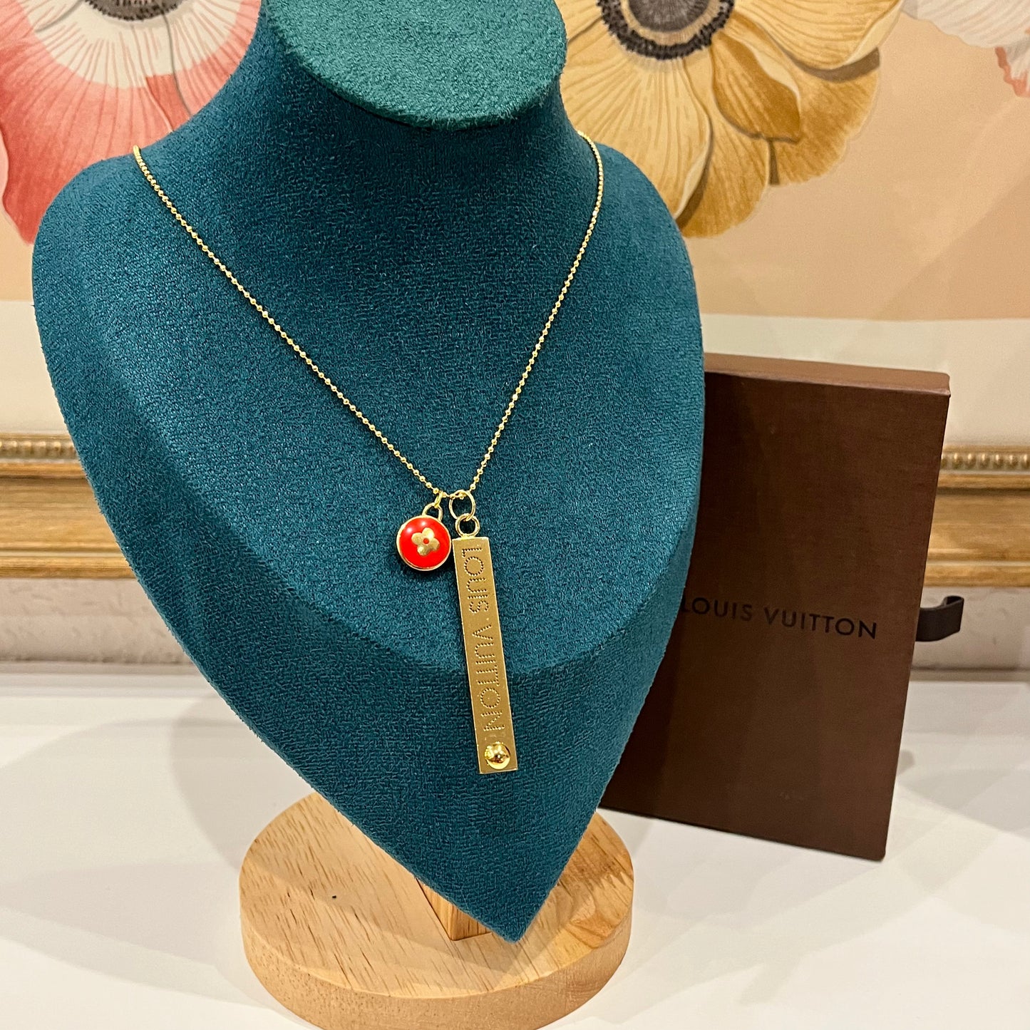 Chic Louis Vuitton Large Bar Double Charm Repurposed on Necklace
