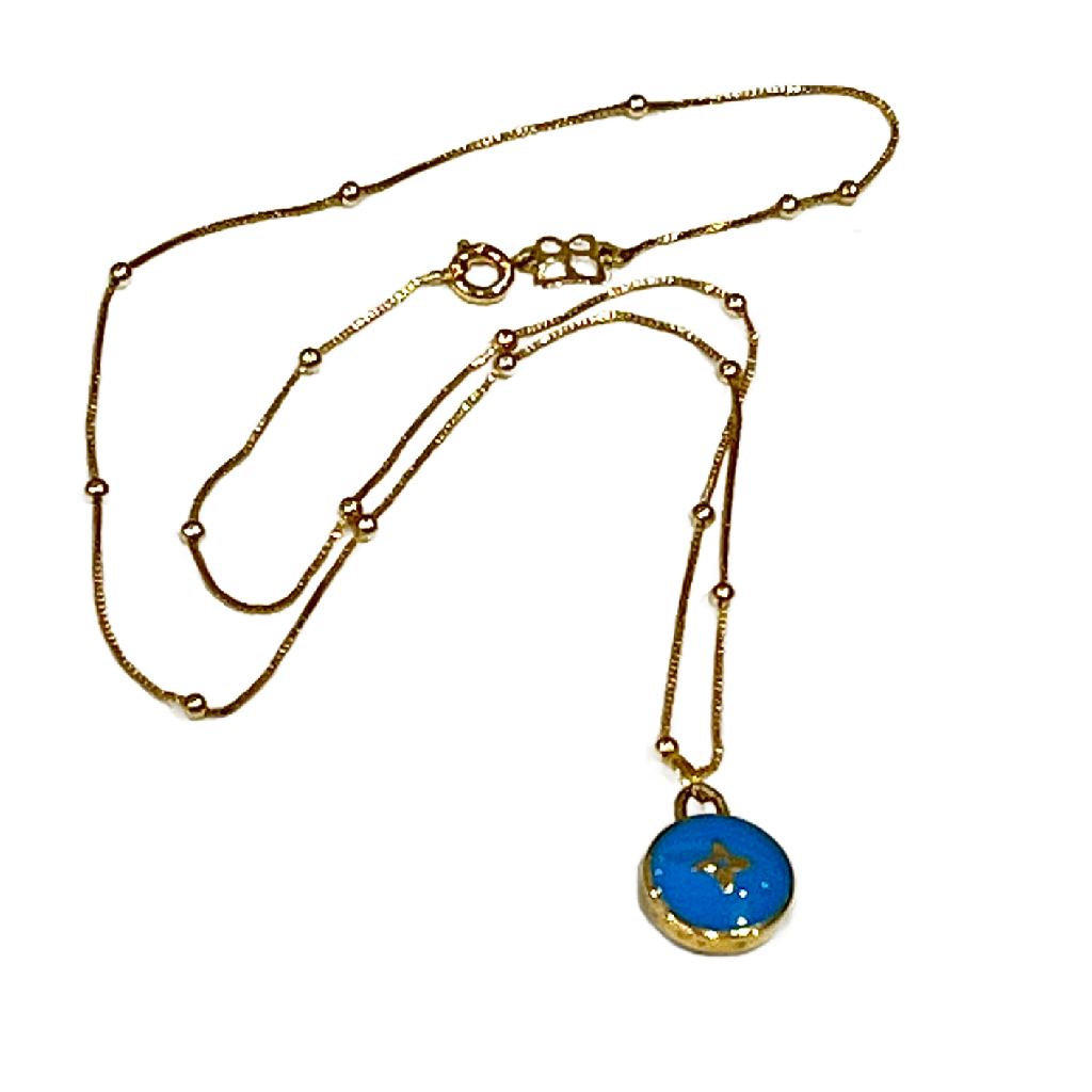 Rare LV Pastilles Fleur Logo Louis Vuitton Charm on Necklace - Turquoise