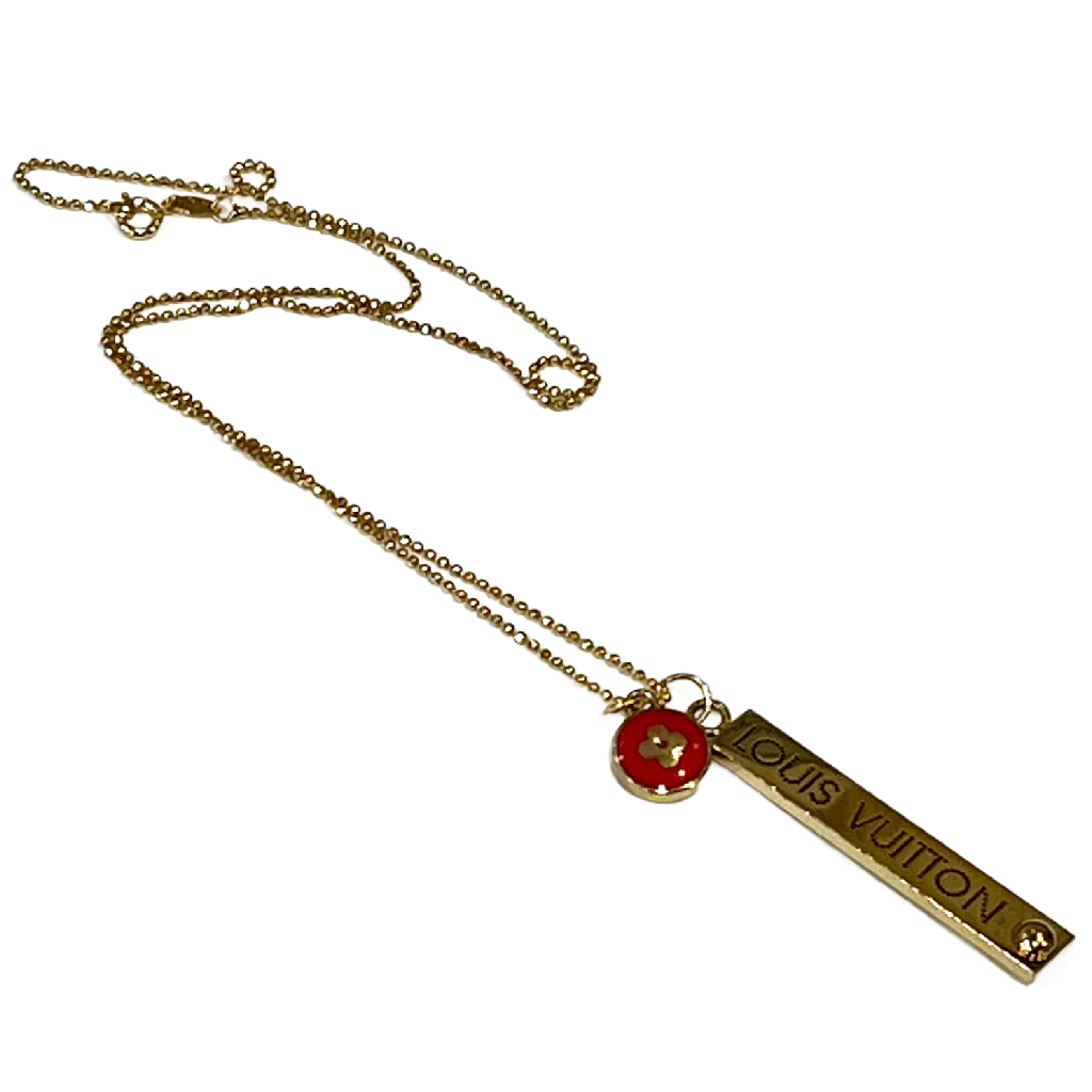Chic Louis Vuitton Large Bar Double Charm Repurposed on Necklace