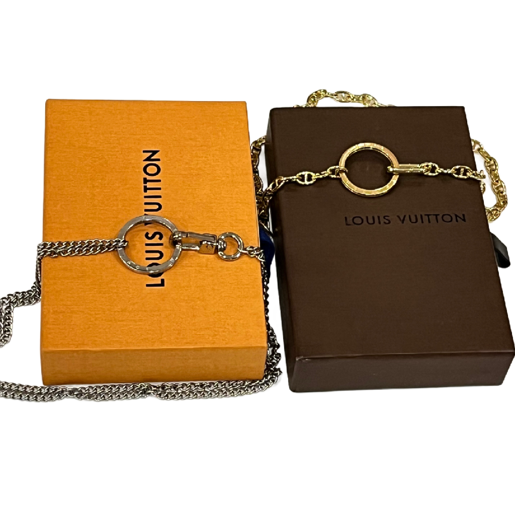 Statement Necklace Custom One of a Kind Louis Vuitton Gold Key Ring on Choker