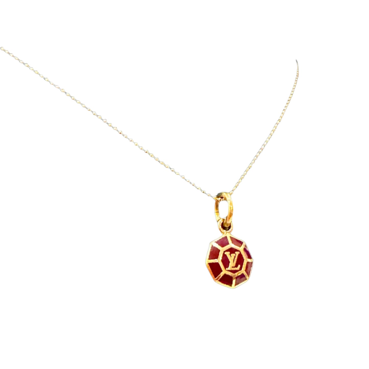 Merlot Octagon Micro Charm Pendant on Chain