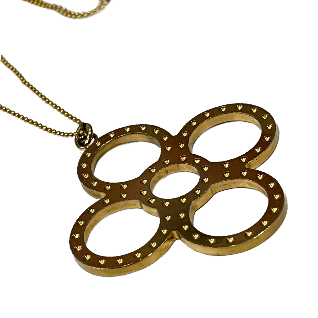 Gorgeous XL Quadrafoil Rounded Fleur Logo Louis Vuitton Charm Pendant on Chain