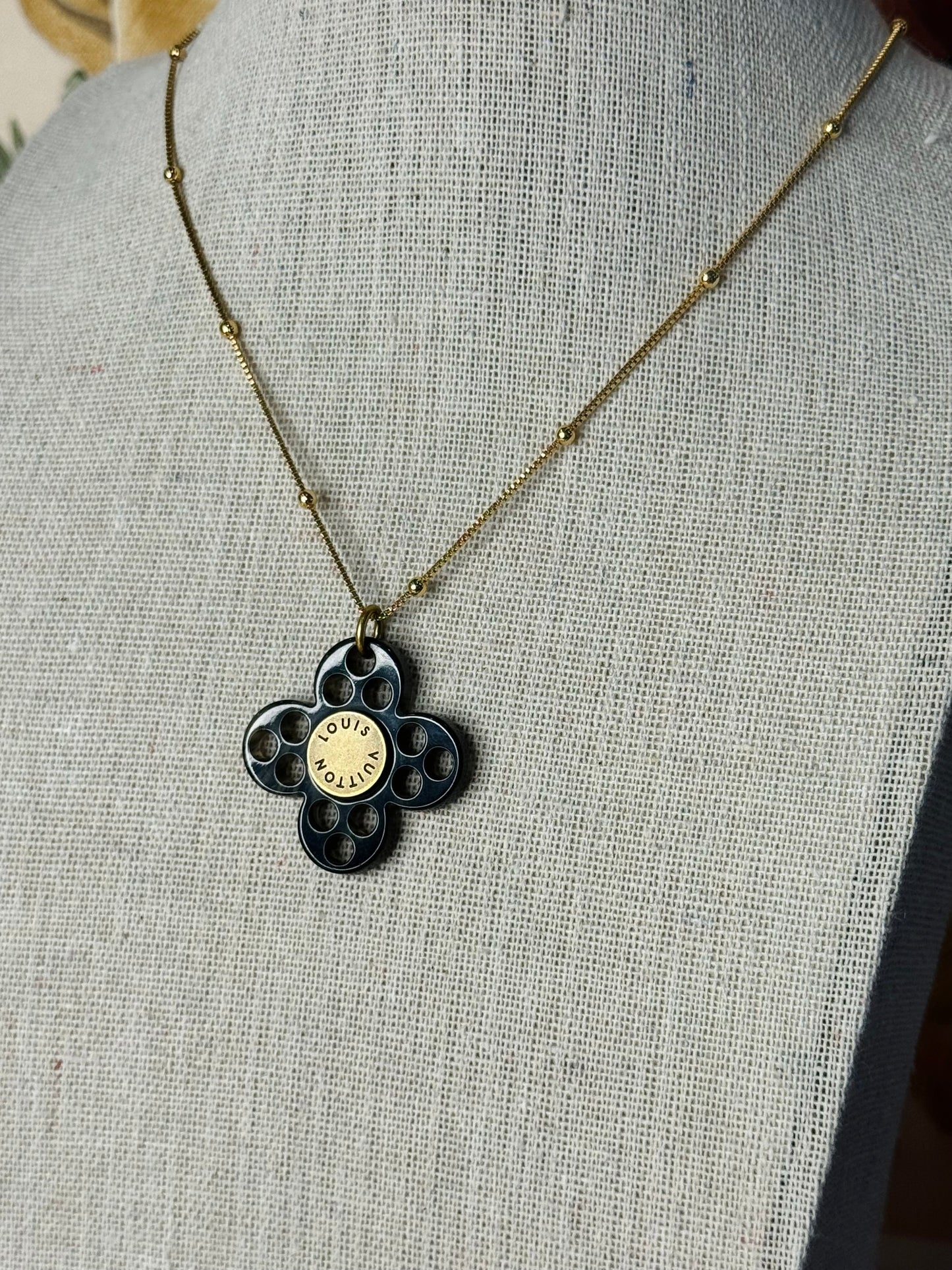 Super Rare Louis Vuitton Small Resin Flower Charm Pendant on Chain