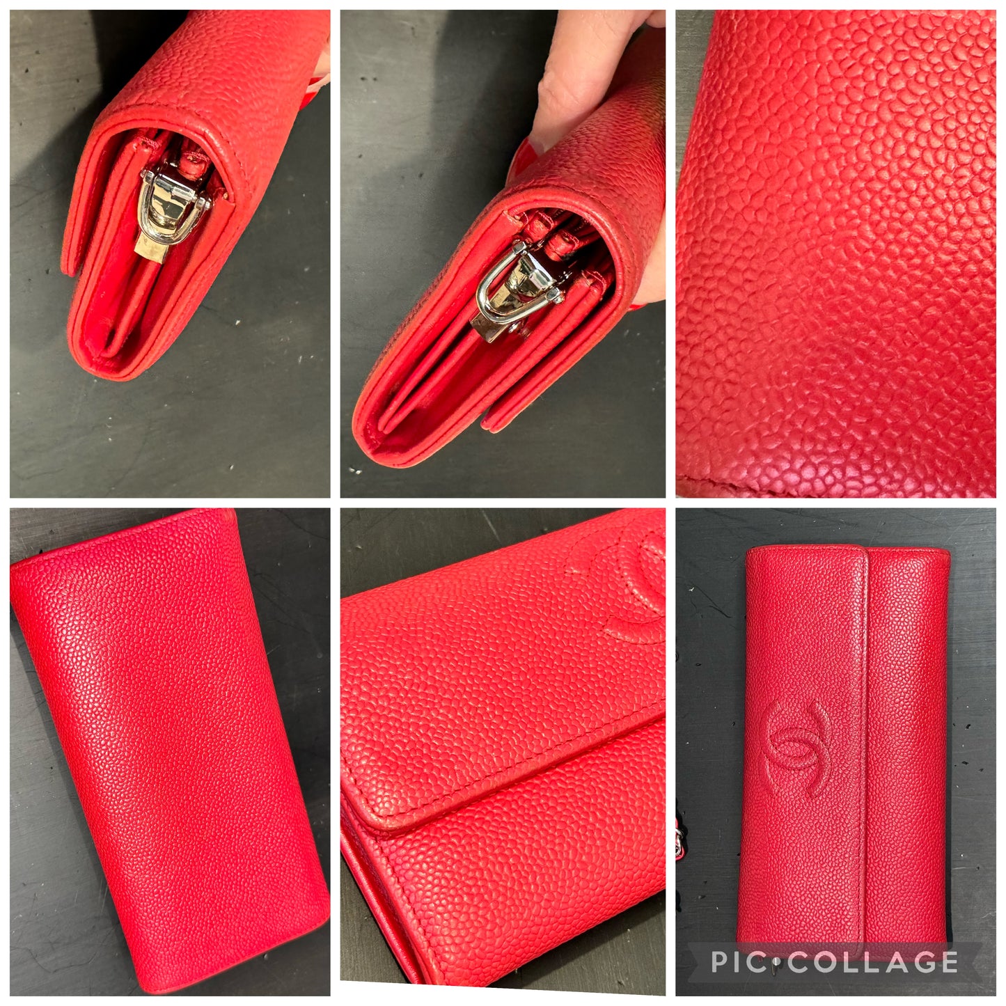 Timeless CC Vintage Chanel Red Caviar Skin Long Wallet Clutch/ WOC