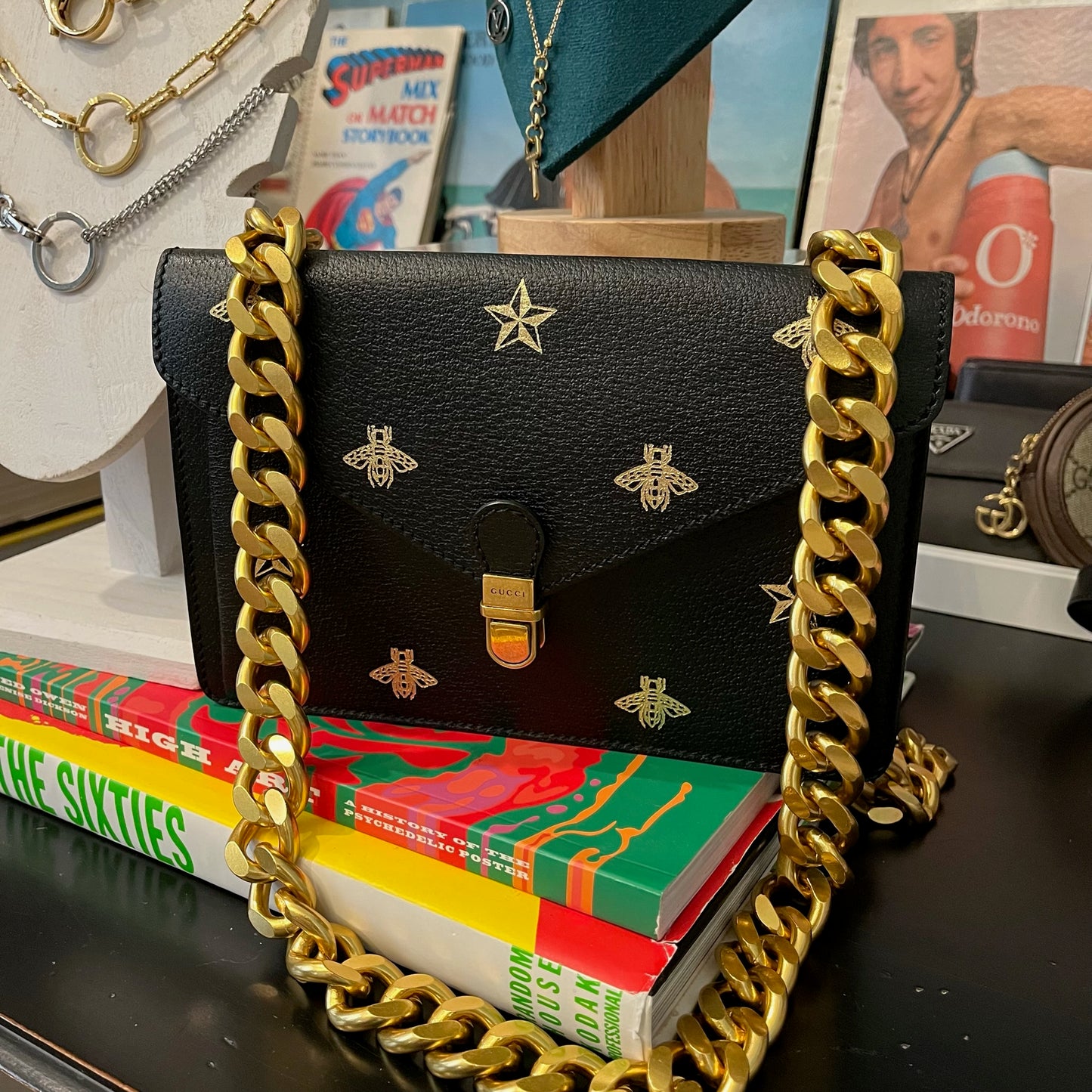 Gucci Bees and Stars Bum Bag Pouch Convertible Custom Crossbody Fanny Pack Clutch