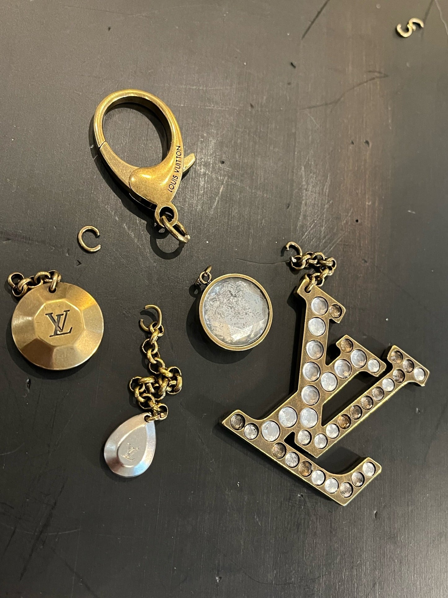 Mixed Metal Louis Vuitton Teardrop Charm on Necklace