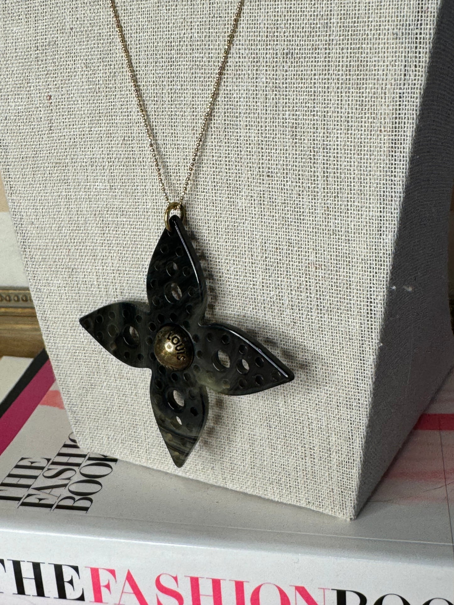 Super Rare Resin XL Flower Logo Charm Pendant on Chain