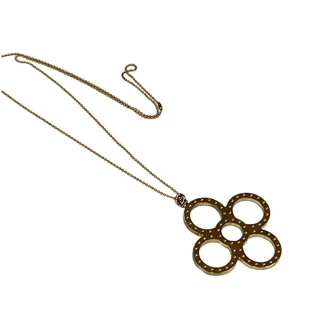 Gorgeous XL Quadrafoil Rounded Fleur Logo Louis Vuitton Charm Pendant on Chain