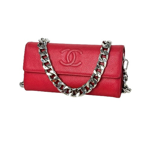 Timeless CC Vintage Chanel Red Caviar Skin Long Wallet Clutch/ WOC