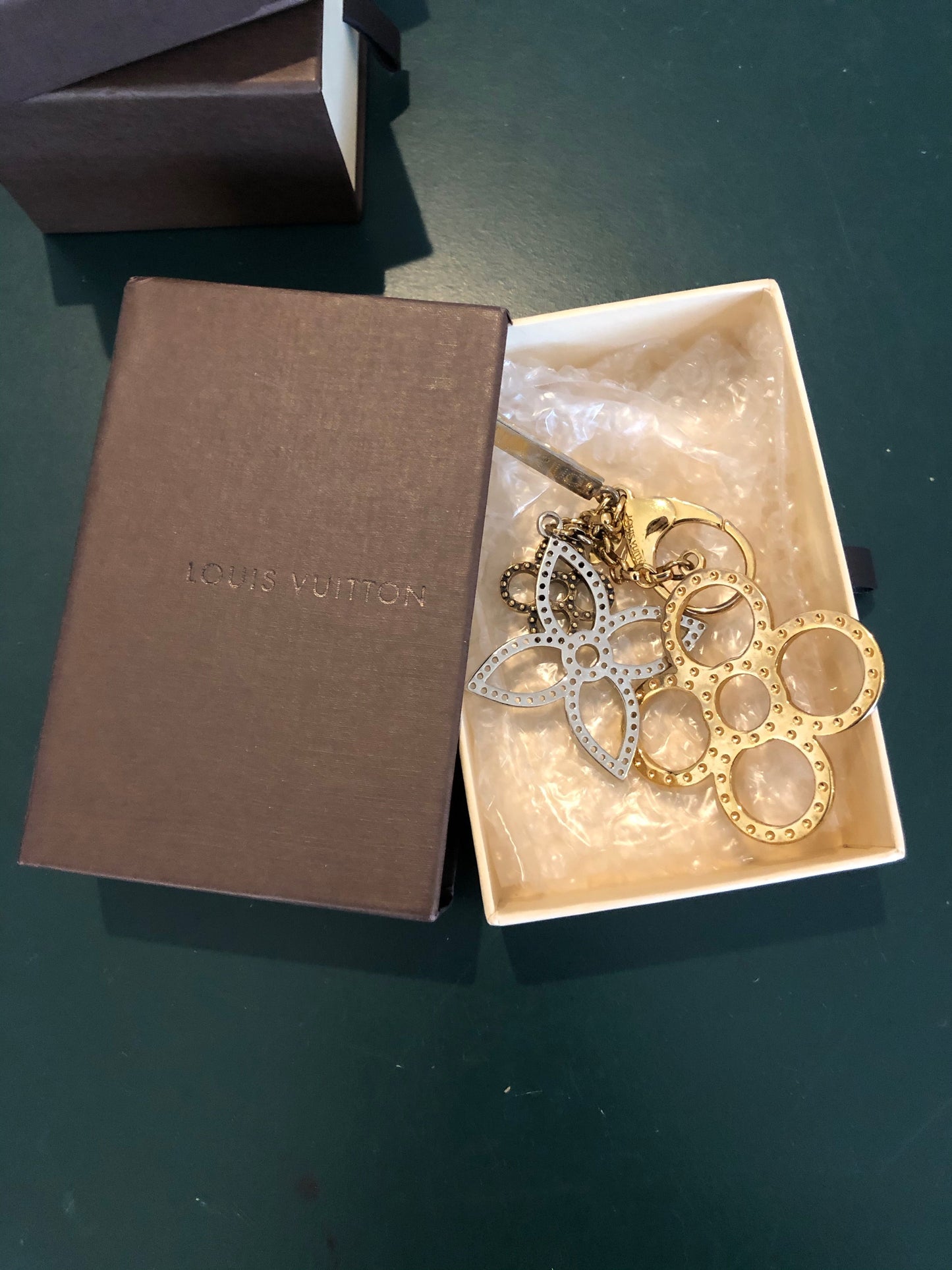 Gorgeous XL Quadrafoil Rounded Fleur Logo Louis Vuitton Charm Pendant on Chain