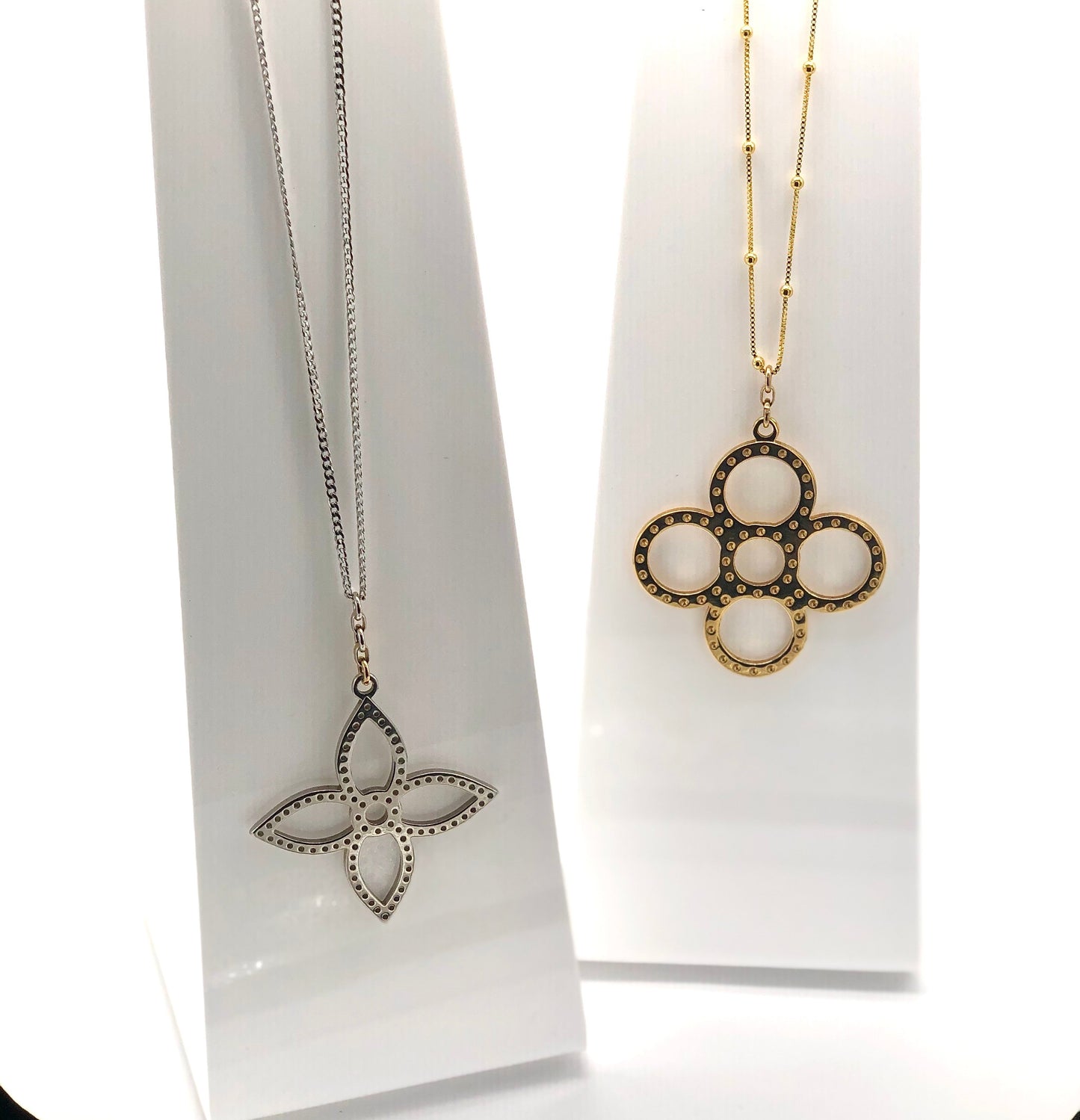Gorgeous XL Quadrafoil Rounded Fleur Logo Louis Vuitton Charm Pendant on Chain