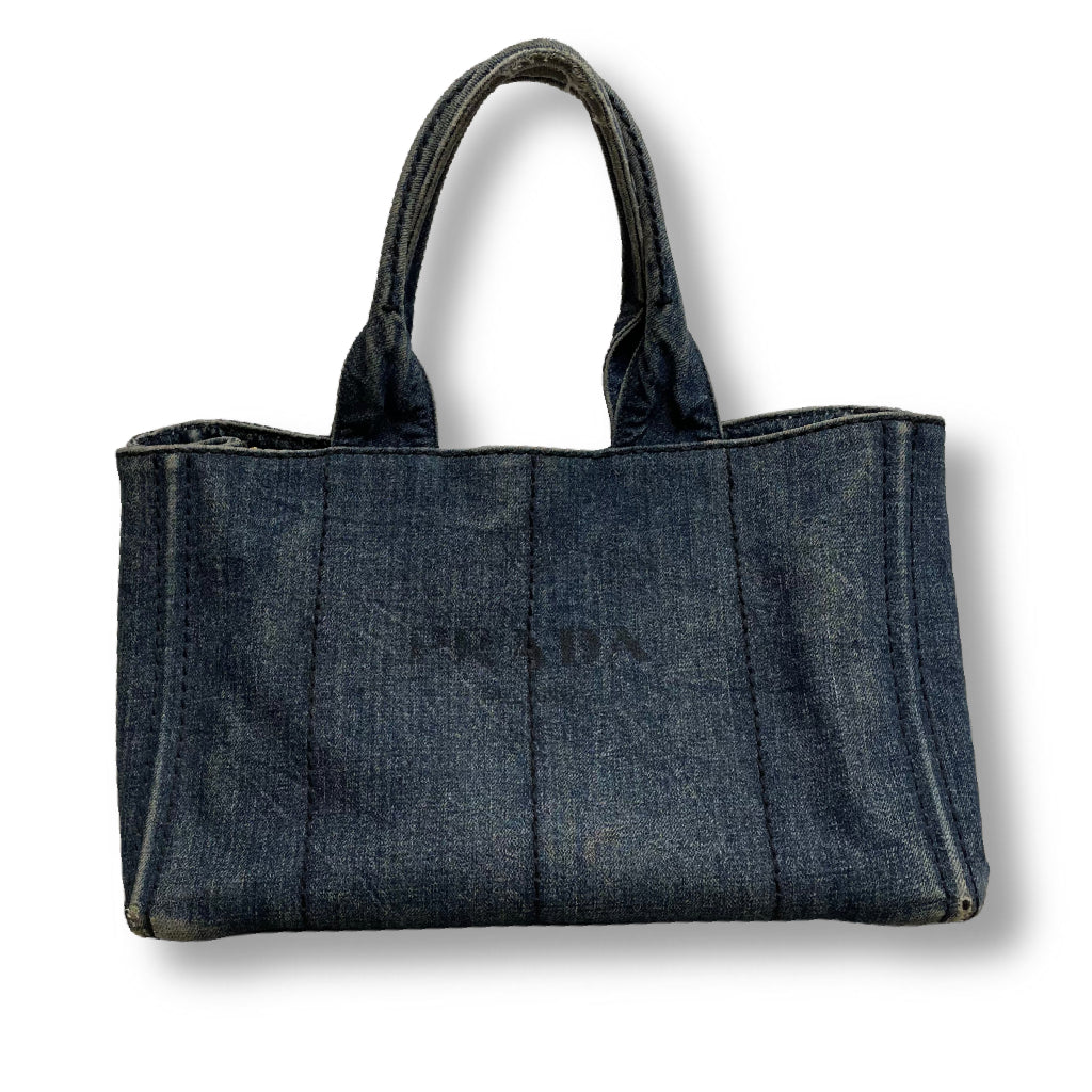 Vintage denim Canapa Canvas Medium Tote Convertible Crossbody w/ Choice of Added Strap