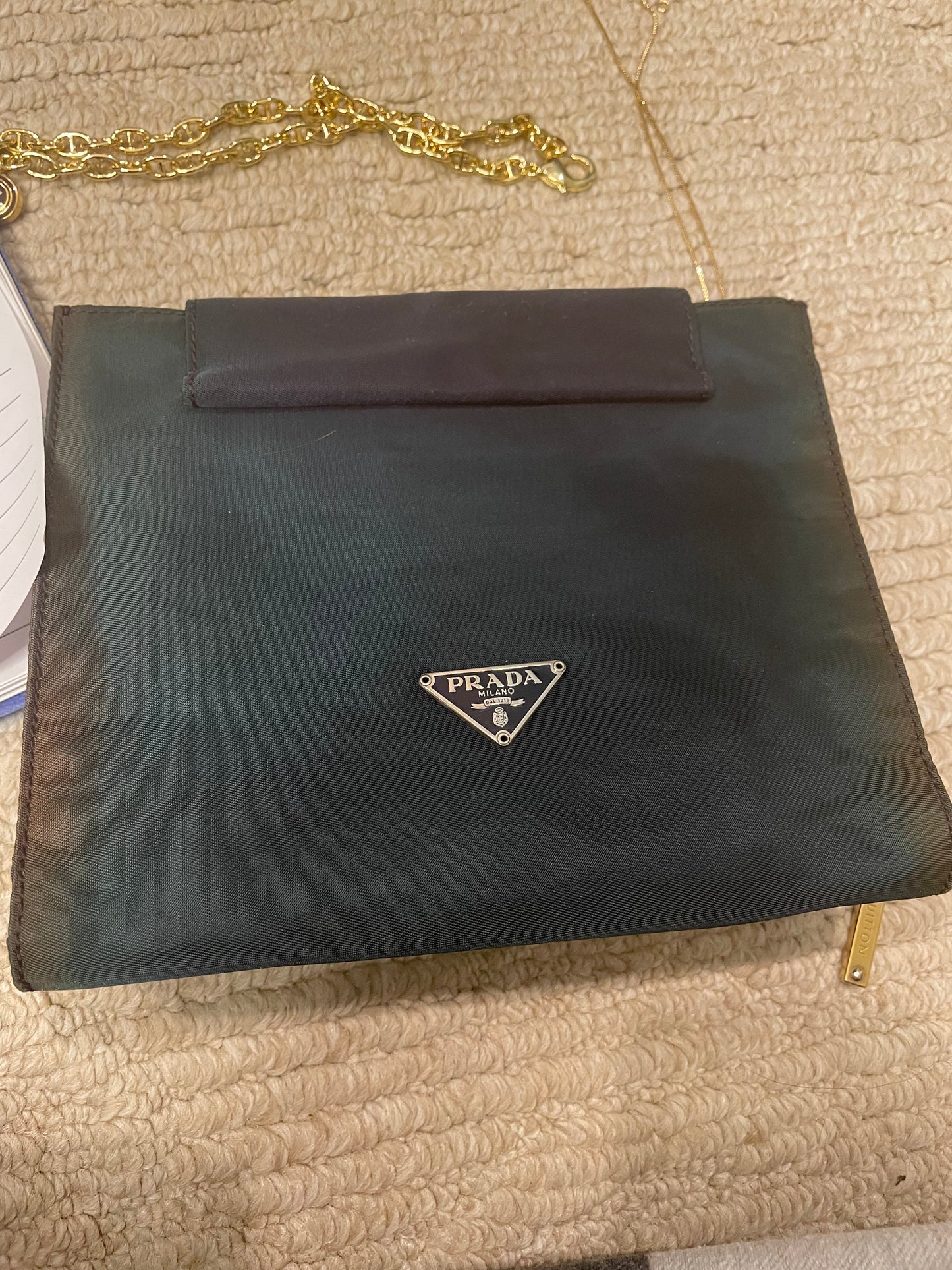 Prada black Triangle Plate Charm on Necklace