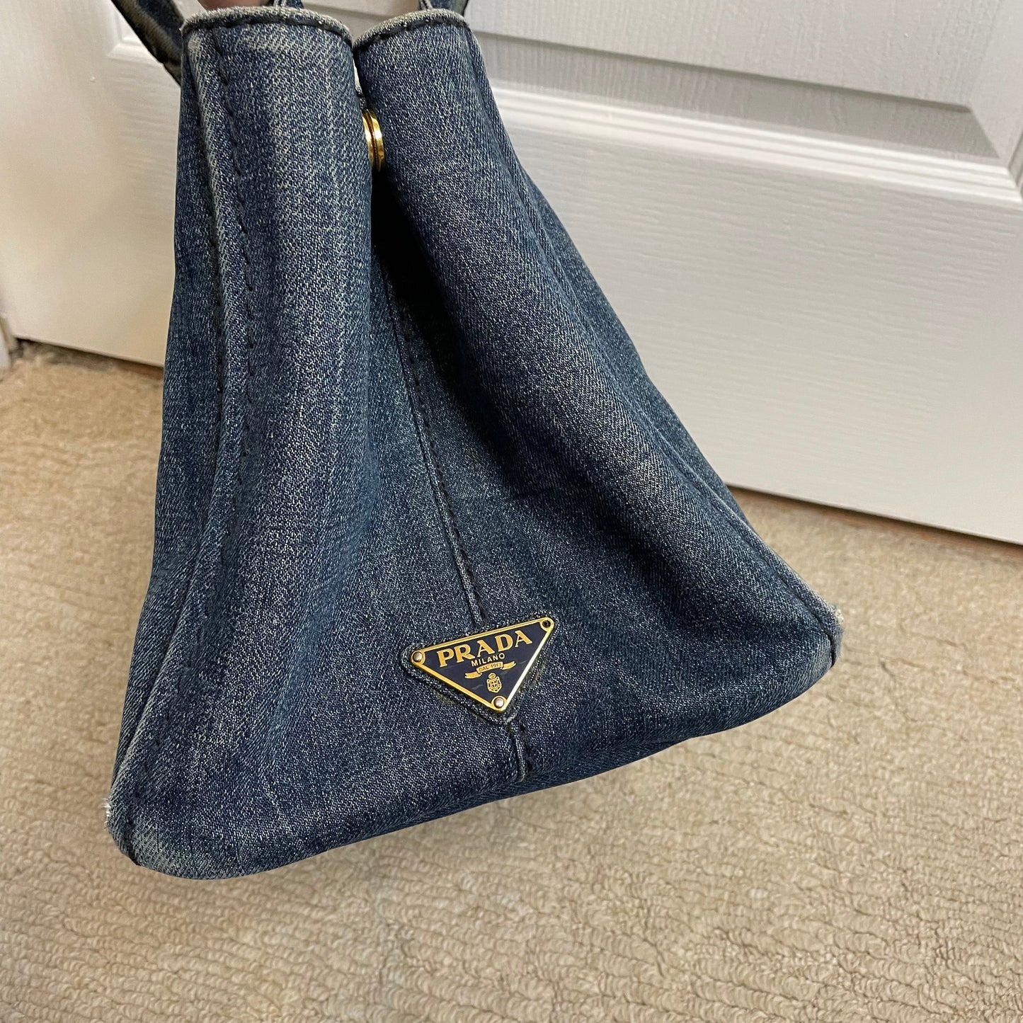 Vintage denim Canapa Canvas Medium Tote Convertible Crossbody w/ Choice of Added Strap