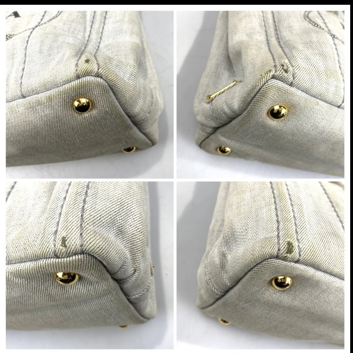 Vintage Whitewashed Gray Denim Canapa Tote 2Way + Extra Strap