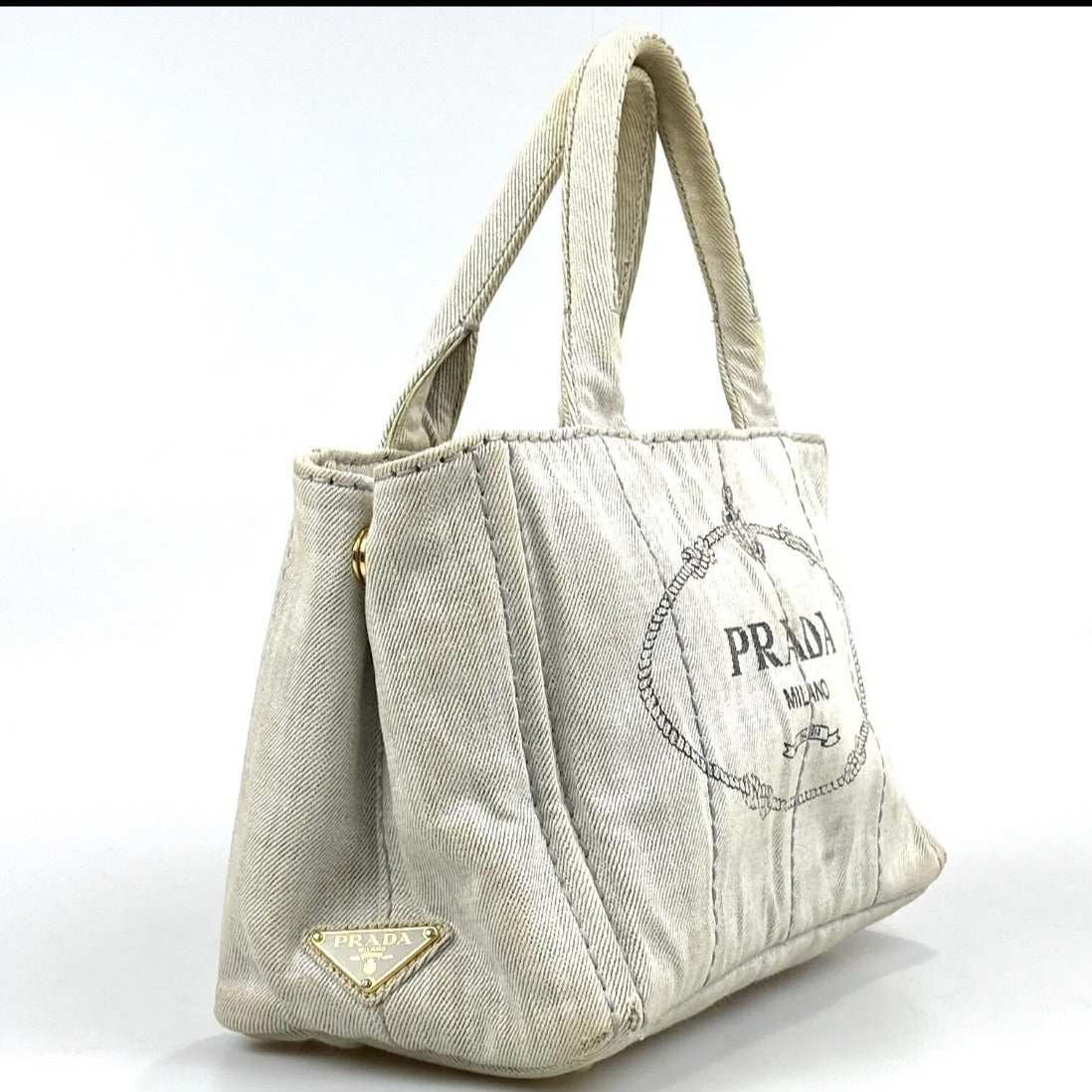 Vintage Whitewashed Gray Denim Canapa Tote 2Way + Extra Strap