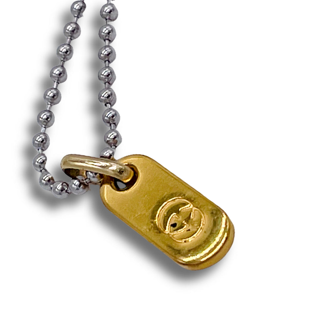 Vintage Mini GG Zipper Pull repurposed as Dog Tag Pendant on Steel Chain