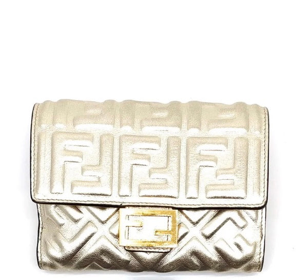 Gorg FF Fendi metallic baguette trifold wallet