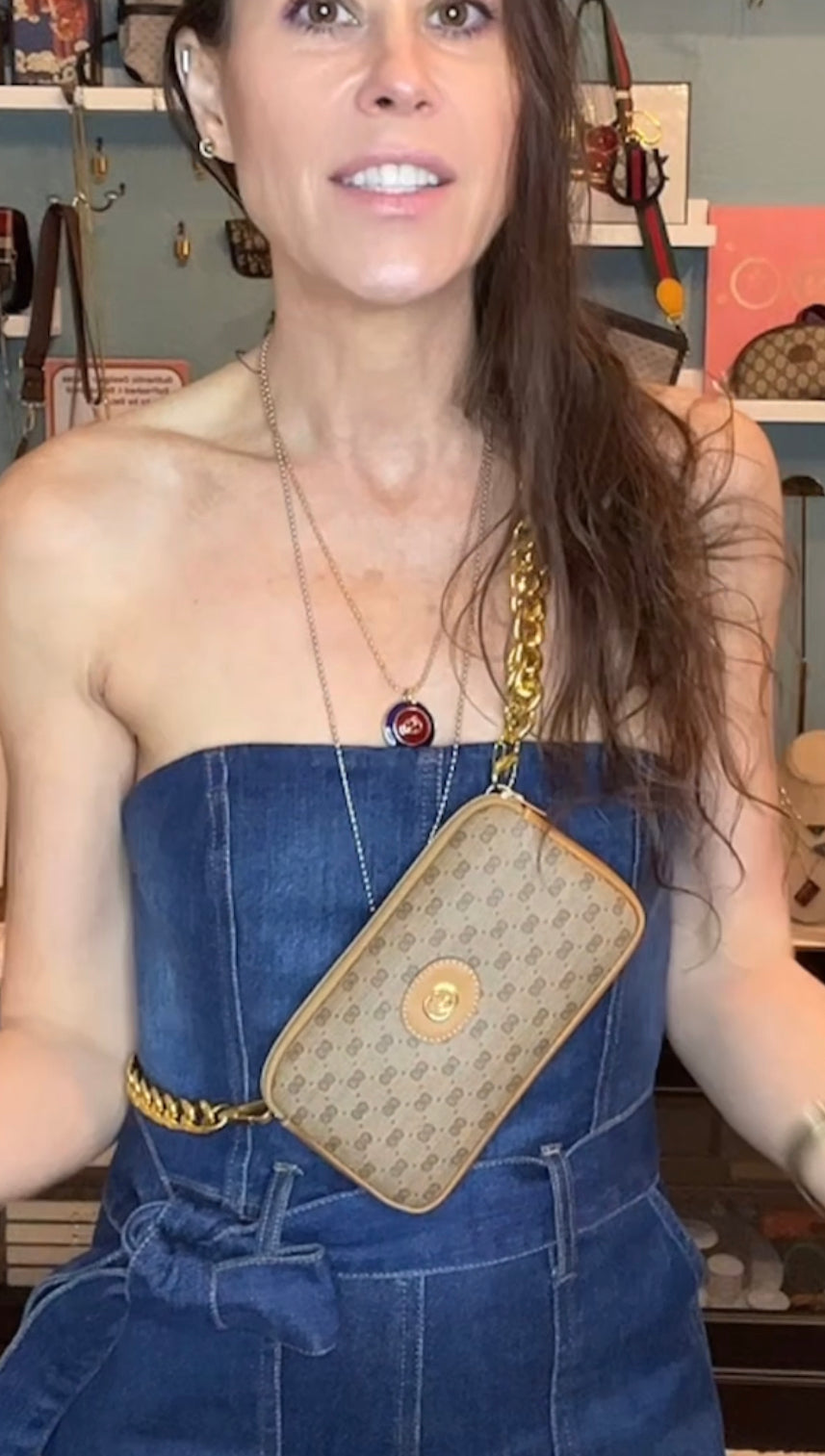 Vintage Gucci micro GG Tan Pouch - Custom Crossbody Bum Bag Fanny Pack Clutch or bundle