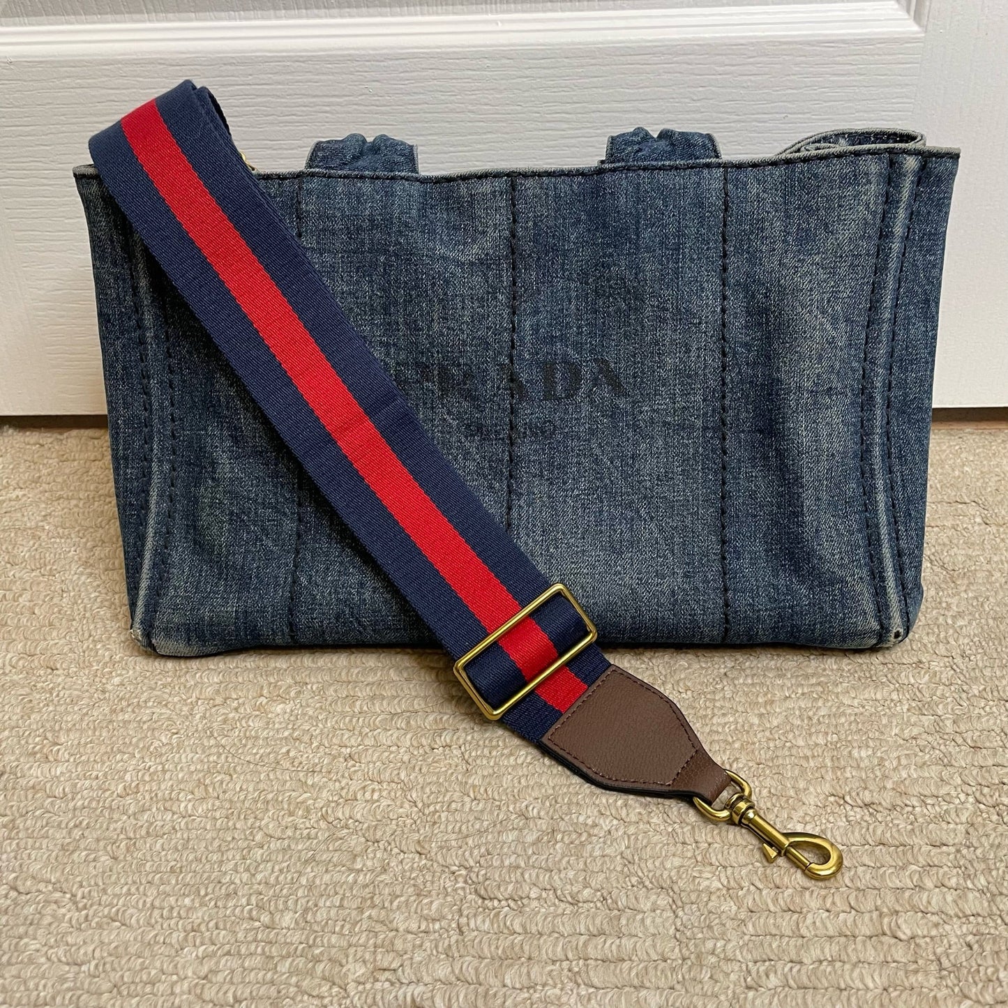 Vintage denim Canapa Canvas Medium Tote Convertible Crossbody w/ Choice of Added Strap