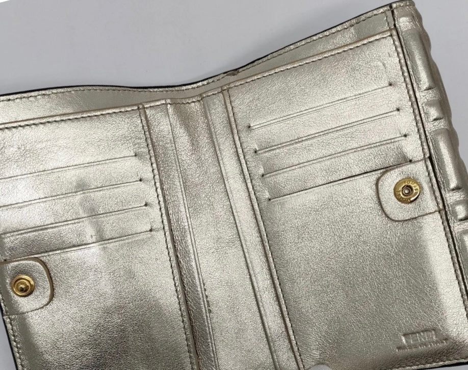 Gorg FF Fendi metallic baguette trifold wallet