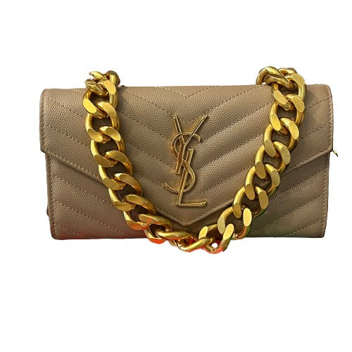Taupe YSL Envelope Chevron Custom Converted clutch/wallet/bum bag/Crossbody